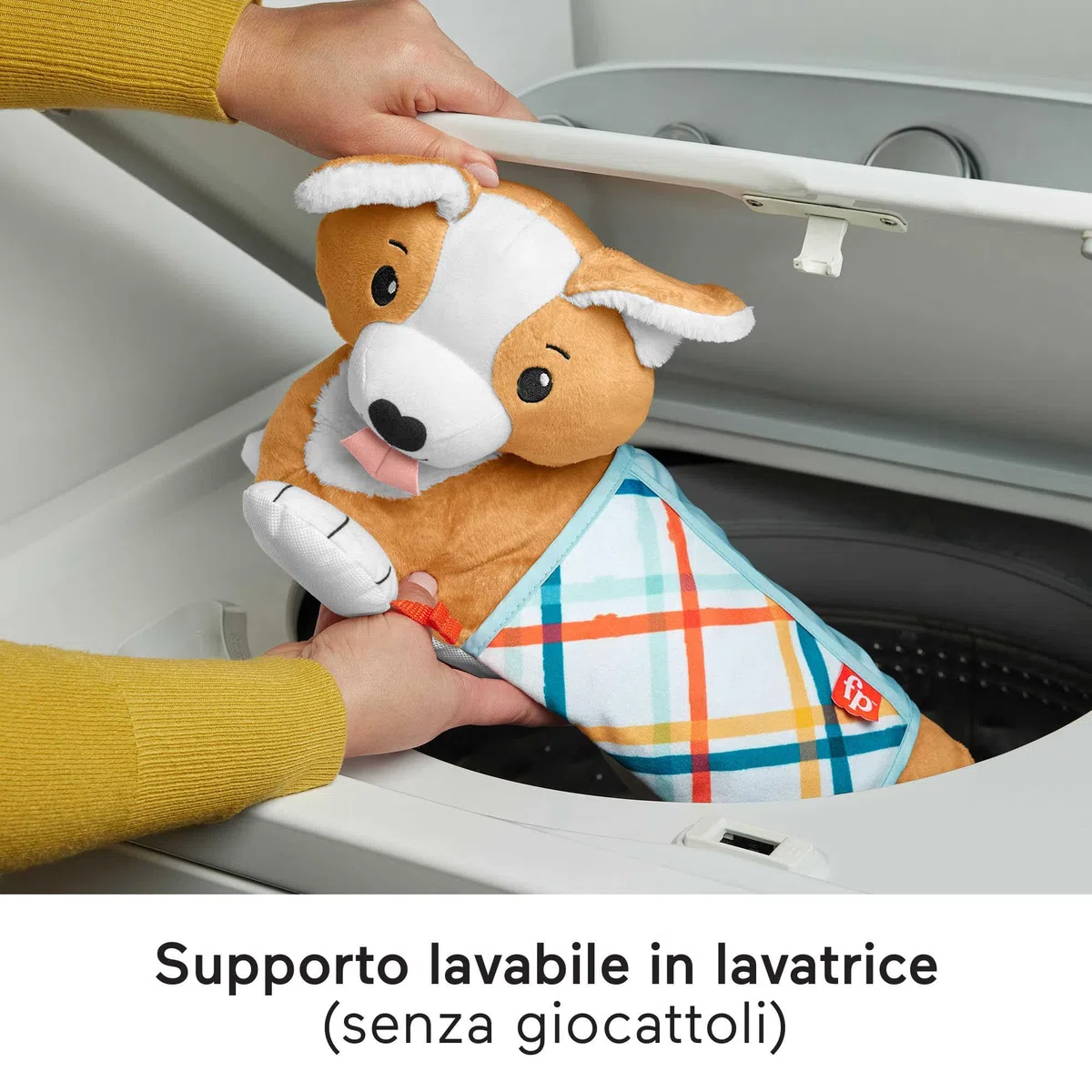 Fisher-Price - Cuscino Corgi Tummy Time 3 in 1, sostiene Il Bambino in 3 Modi Durante Ogni Fase della Crescita: disteso, Seduto, per Gioco di Ruolo; con 1 specchietto e sonaglino Senza BPA, HJW10