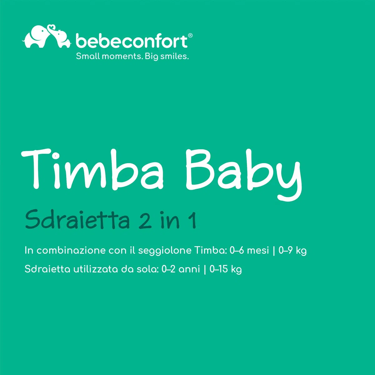 Bebeconfort Timba Baby 2 in 1, Sdraietta Neonati 0-6 mesi, 0-9kg, Compatibile con Seggiolone Timba, Sdraietta Reclinabile in 2 Posizioni, Seduta Imbottita, Cintura a 3 Punti, Tinted Graphite