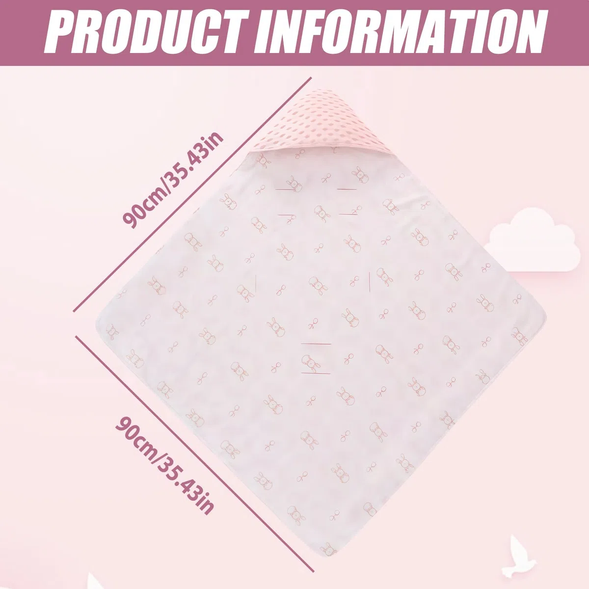 Coperta per Ovetto e Passeggino, Coperta Reversibile in Cotone, Coperta Universale Doppio Lato, per Passeggino, Buggy, Seggiolino Auto - Rosa, 90 x 90 cm