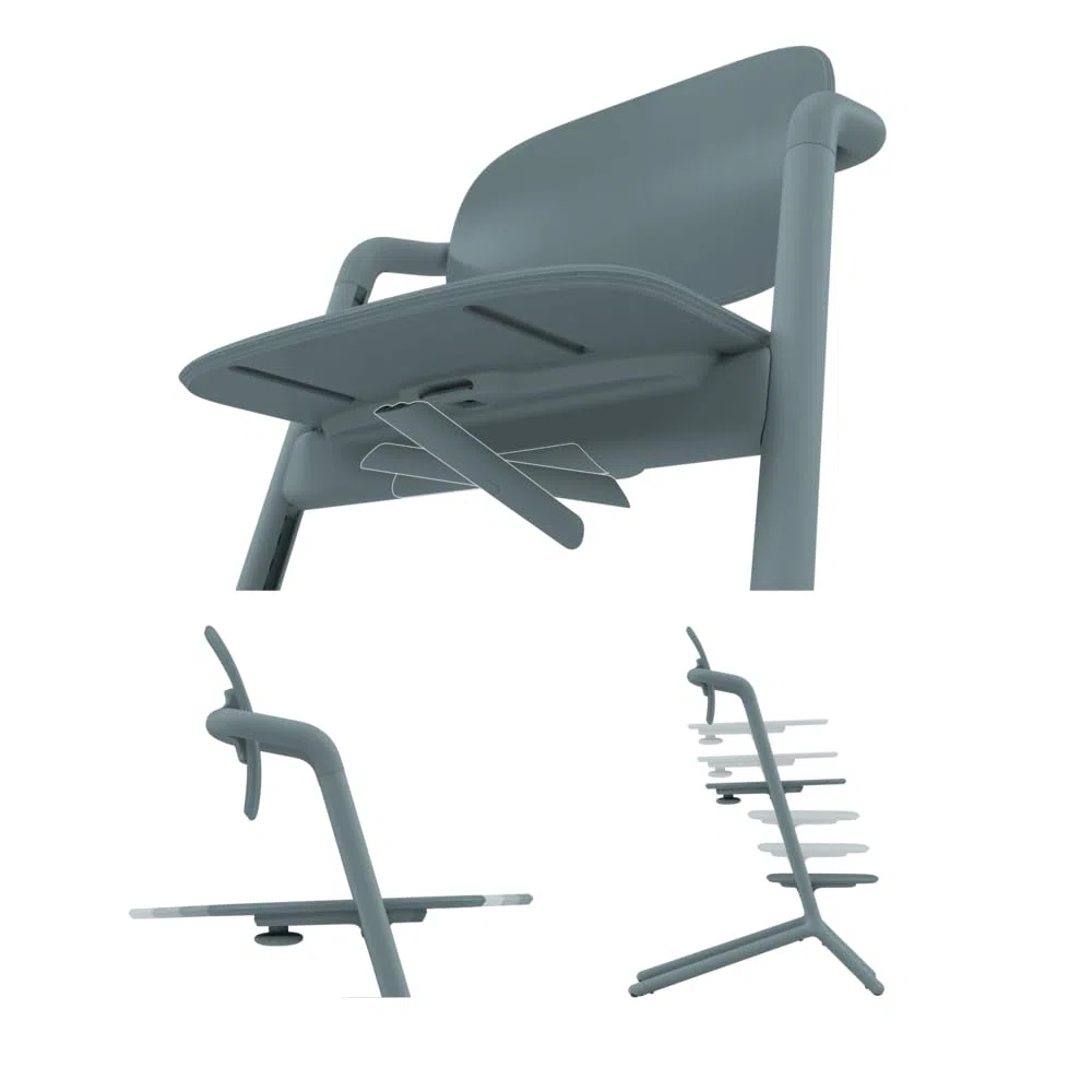 CYBEX Gold LEMO Seggiolone 4-in-1, 0 - 99 Anni, Dalla Nascita, Include Sdraietta, Sedile per Bambini, Vassoio, Riduttore per Neonati, Poggiatesta e Adattatore, Alluminio/Plastica, Stone Blue (Blu)