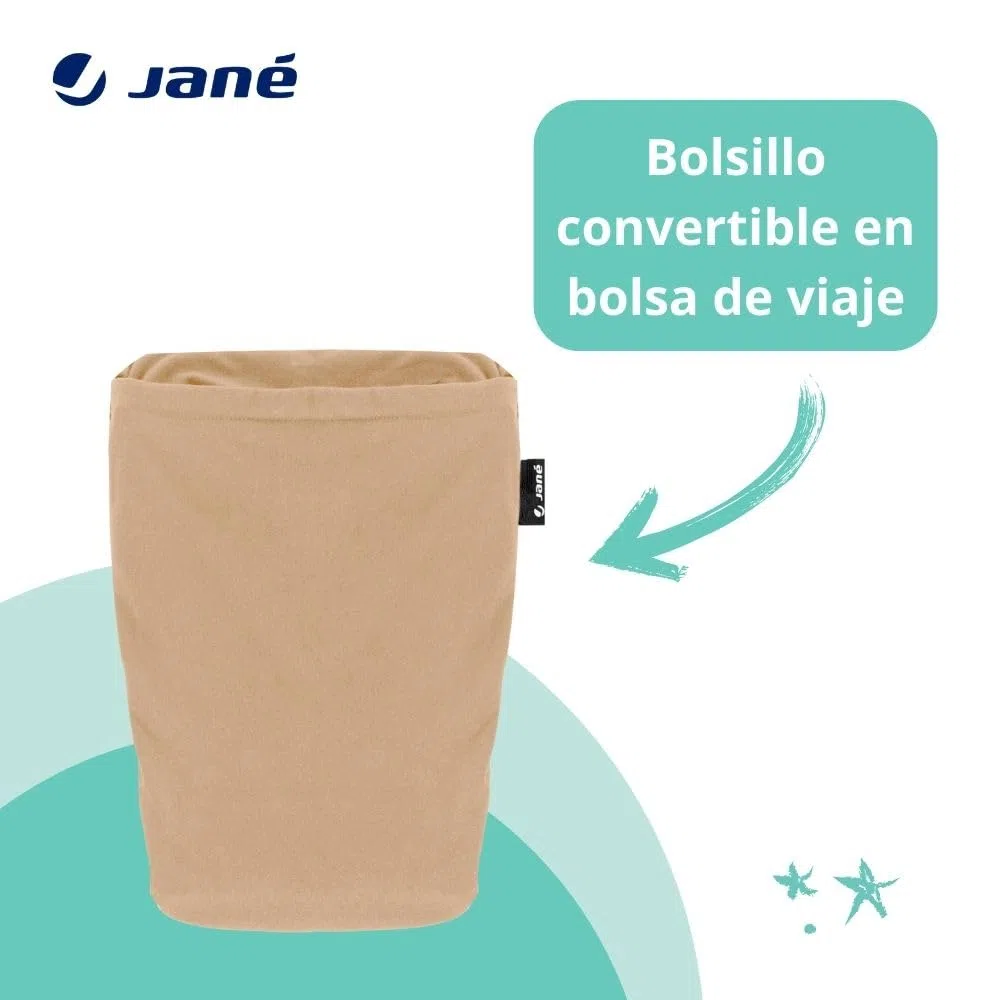 Jané Cocoon Fascia Porta Bebè Elastico, dalla Nascita fino a 20 kg, 5 m, Metodo Canguro, Ergonomica, Traspirante, con Borsa, Beige