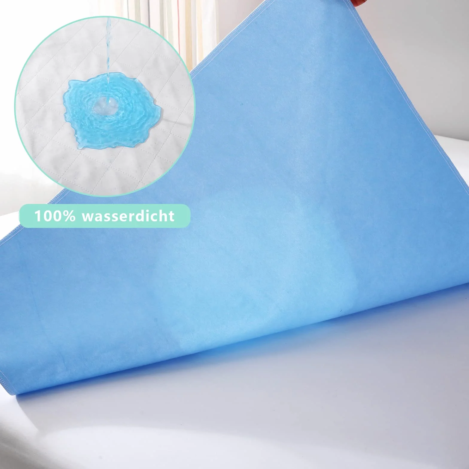 2 coprimaterasso lavabile per incontinenza, 70 × 90 cm, in tessuto non tessuto assorbente, impermeabile e lavabile, colore: blu/bianco