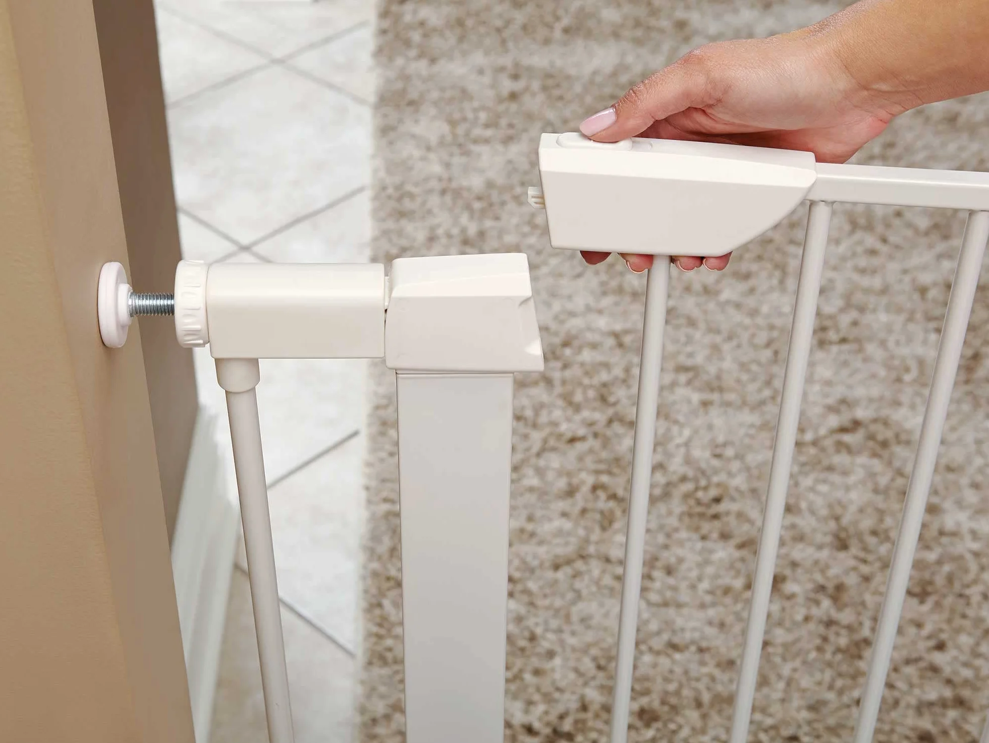 MidWest Homes for Pets - Cancello per animali domestici, altezza 99,4 cm, in acciaio bianco, si espande fino a 96,5 cm di larghezza, include estensioni di 7,6 cm