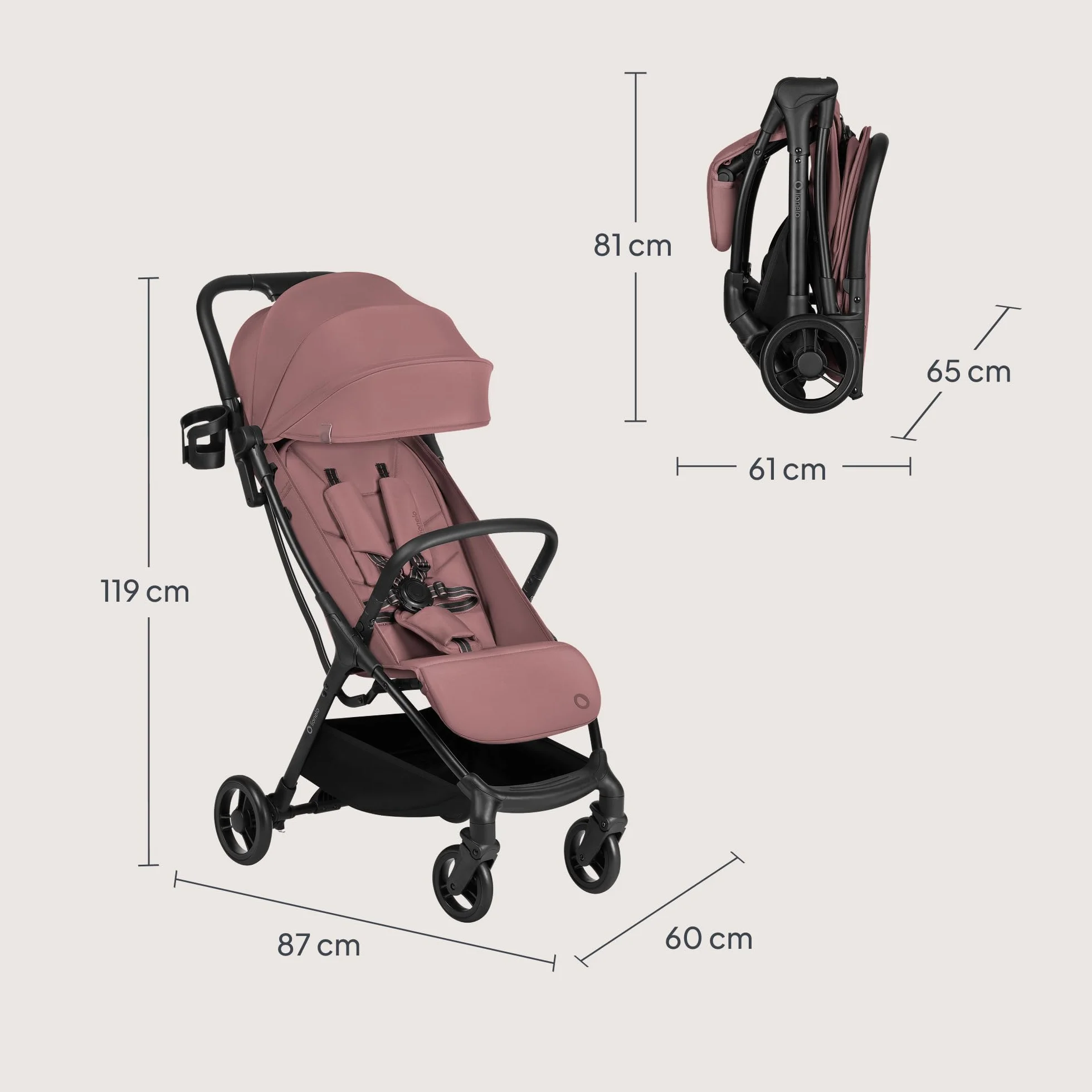 Lionelo AGIA Passeggino Compatto Leggero 22 kg Pieghevole una Mano Posizione Distesa Seduta Ampia