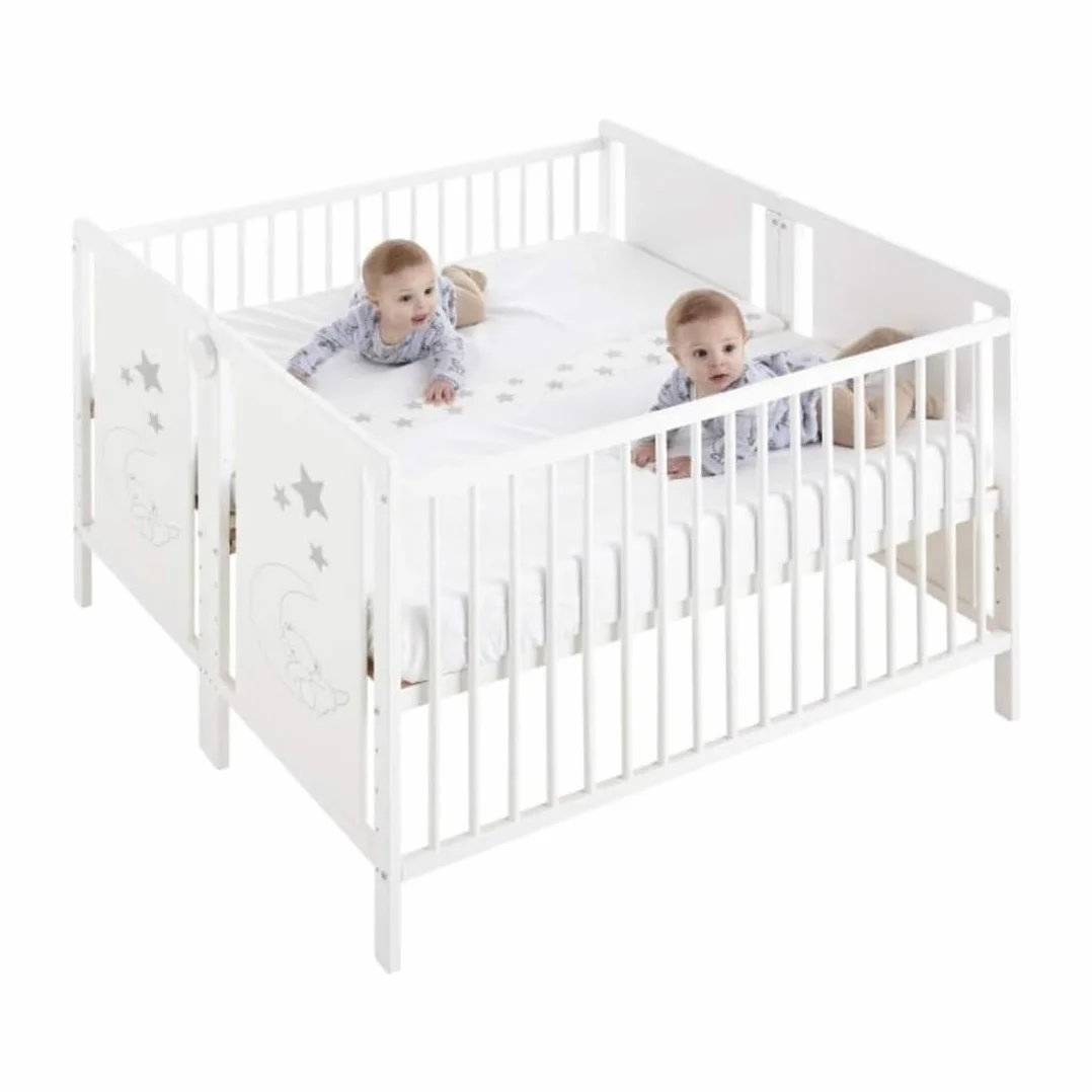 Culla gemellare + kit gemellare per dormire insieme. 240x120 bianco