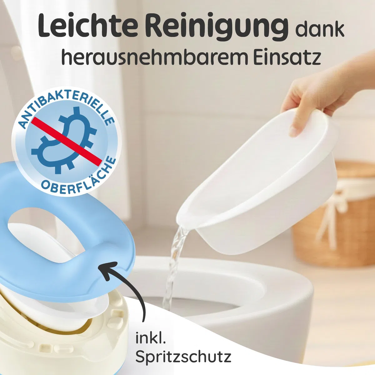 Merle Toys Vasino 3 in 1 per bambini, WC testato TÜV, senza BPA, per bambini a partire da 1 anno, WC per bambini + sgabello, Easy Cleaning, blu/giallo