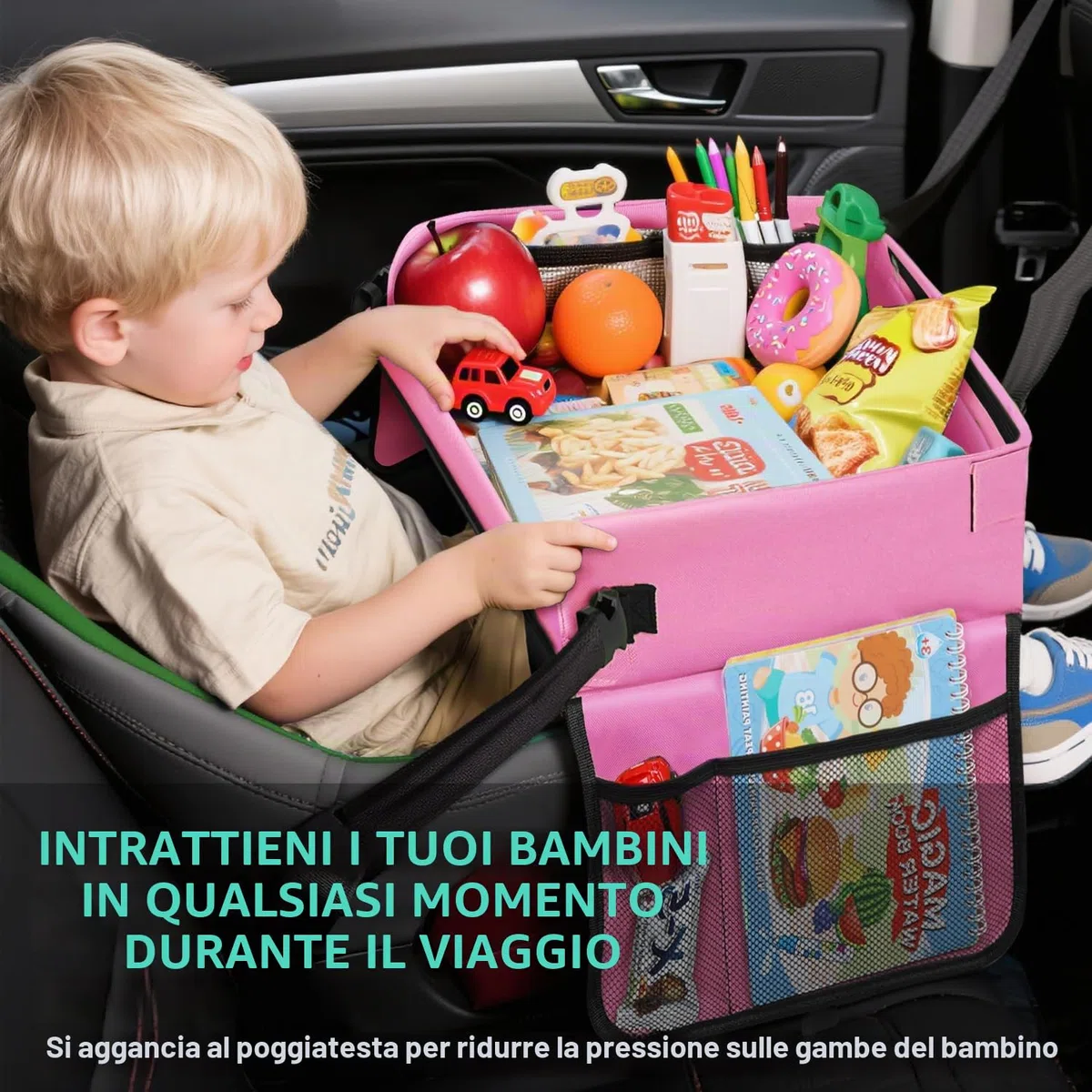 lenbest Vassoio da viaggio, Apprendimento al coperto Gioco educativo Gioco da tavolo con piano cancellabile a secco - 6 penne e 5 carte da disegno - Vassoio multifunzione per ragazze maschi (Rosa)