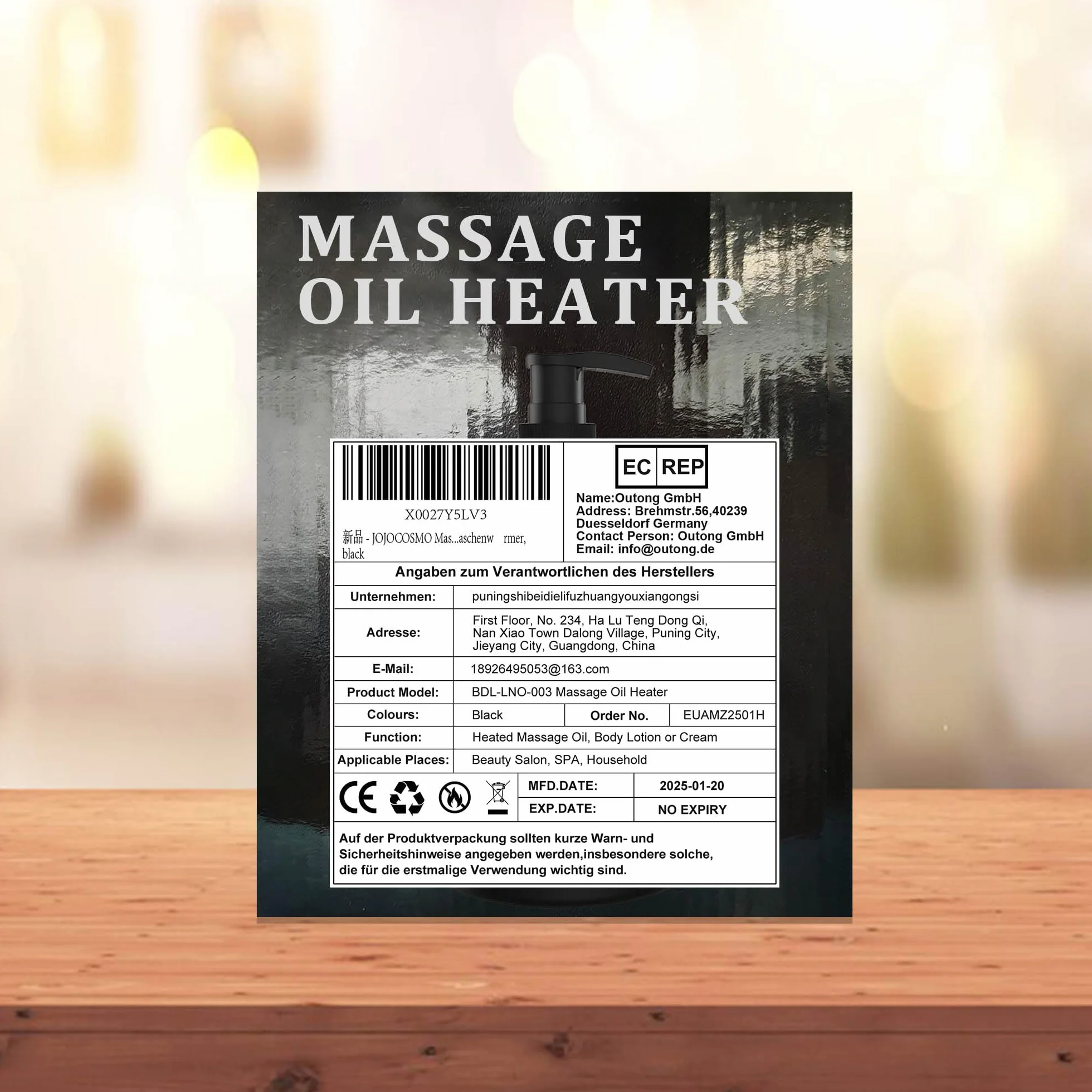 Scaldasalviette per Olio da Massaggio con Due Dispenser, 86℉-149℉, per Salone di Bellezza, Casa, Spa, Nero