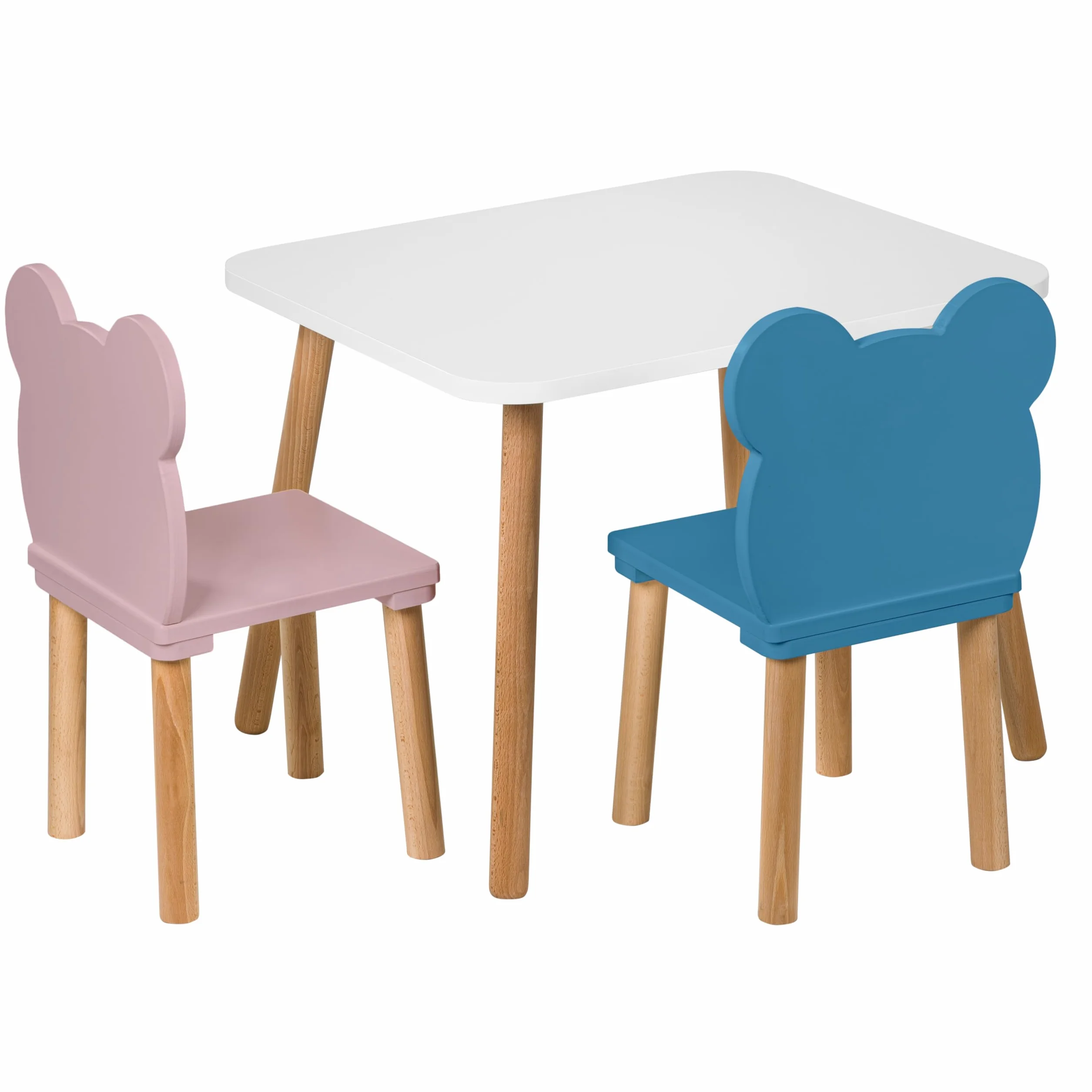 Sedia in legno per bambini con orso rosa Toddler Chair 2-7 anni