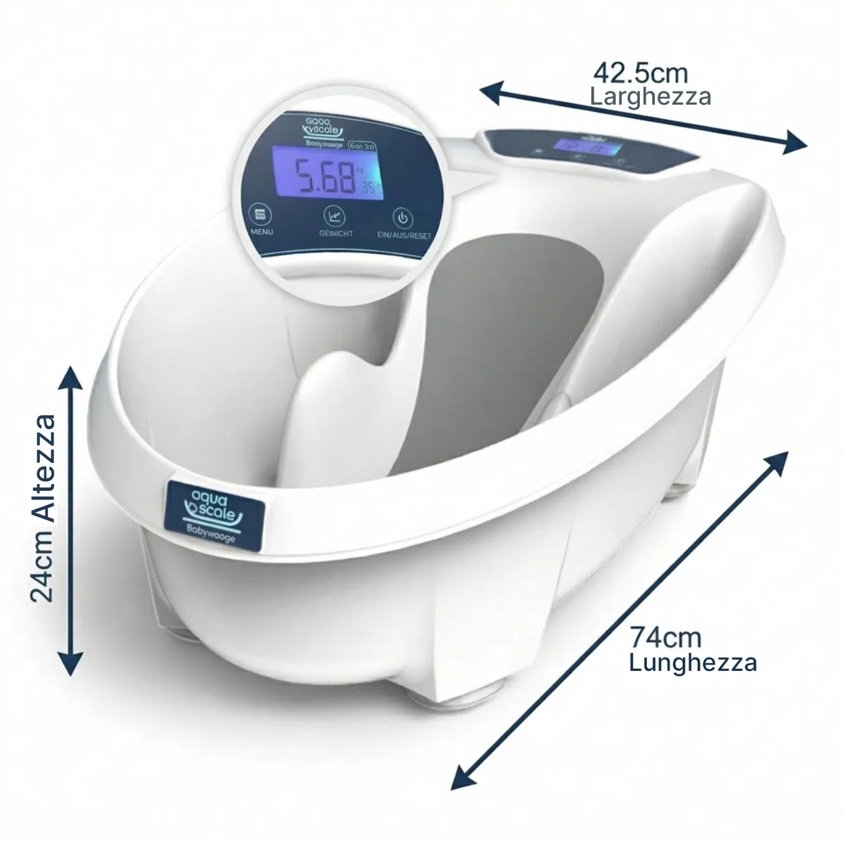AquaScale 3-in-1 Vaschetta Bagnetto Neonato, Bilancia Digitale e Termometro per L'Acqua, Next Generation V3