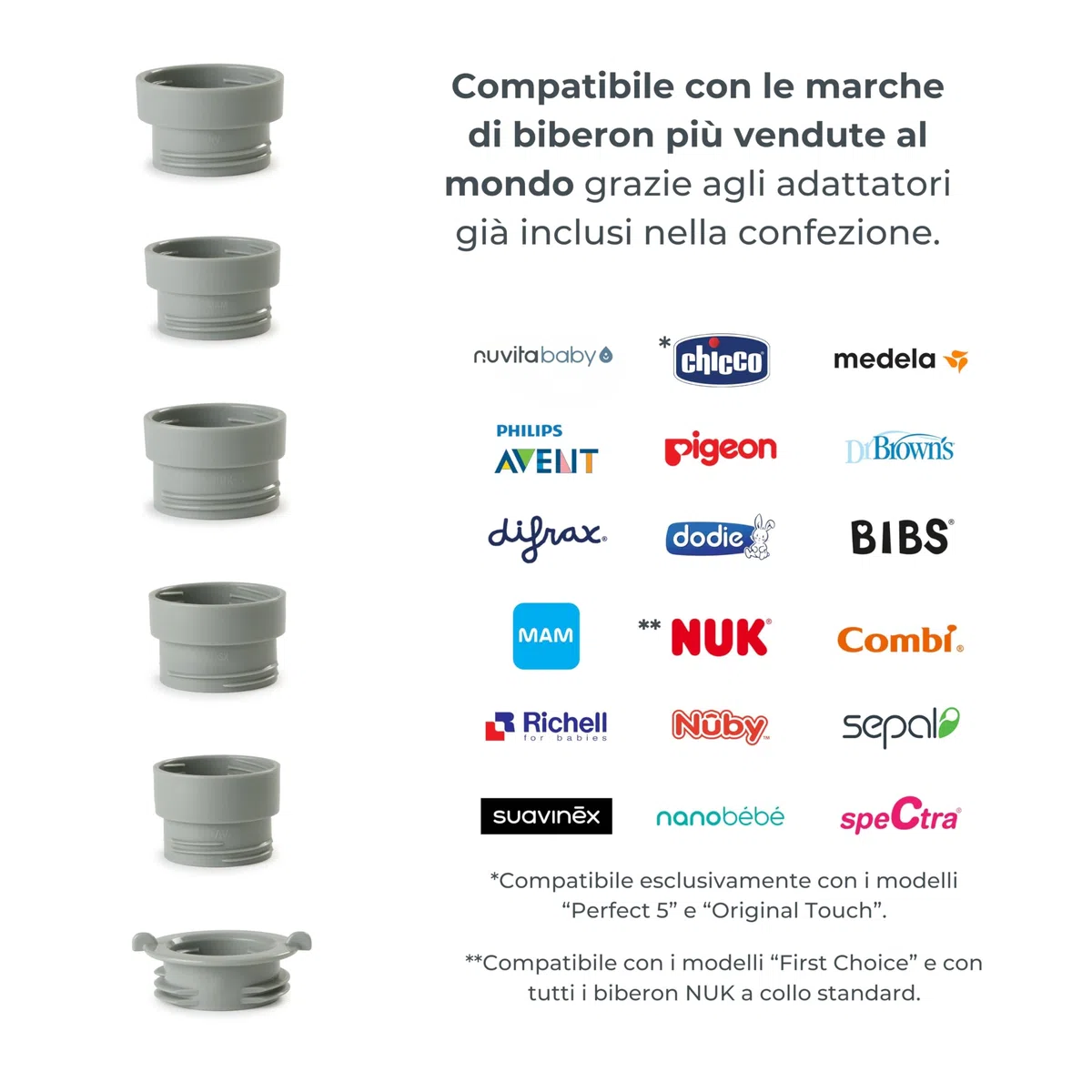 Nuvita 1163 Warm’n’Mix Scaldabiberon Portatile a batteria con Funzione di Riscaldamento e Mescolamento – Riscaldamento Rapido in 3 Minuti, 4 Impostazioni di Temperatura, Compatibilità Universale