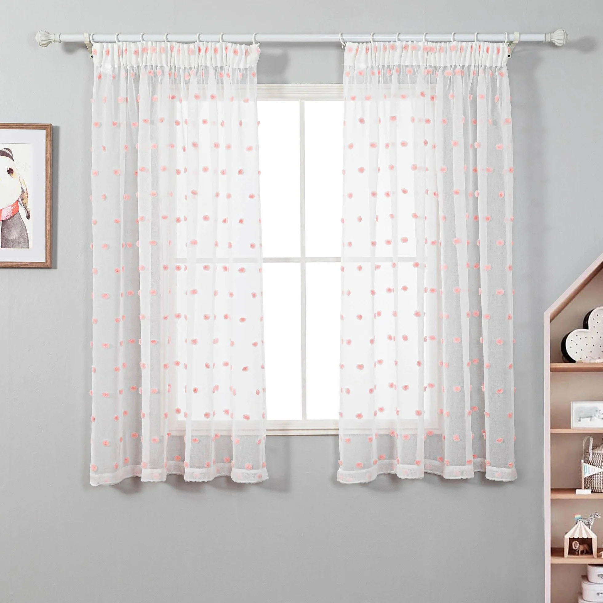 Tende con nastro arricciato trasparenti set da 2 A 175 x L 140 cm per camera dei bambini soggiorno camera da letto