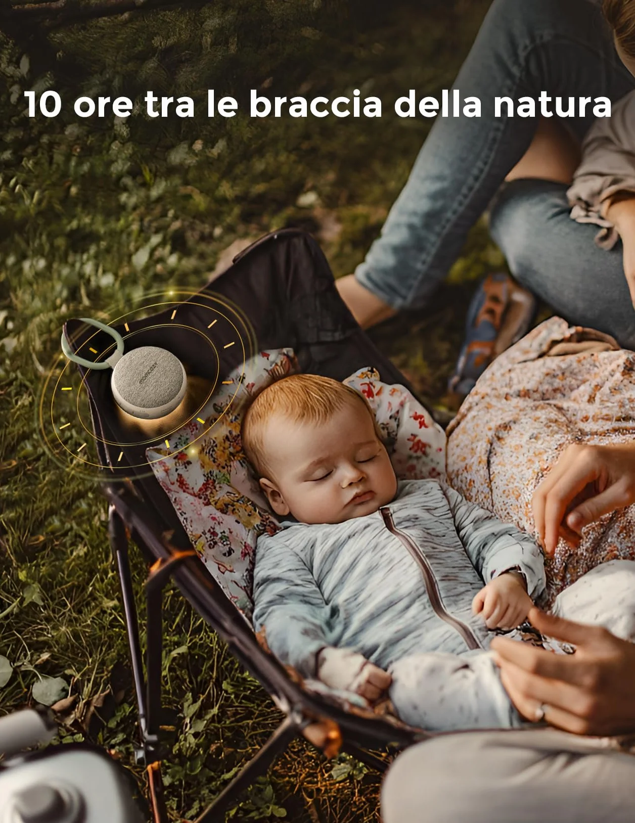 Momcozy WN06 Macchina Rumori Bianchi Neonato Portatile con Luce Notturna, 20 Suoni Rilassanti, Altoparlante Bluetooth, Timer