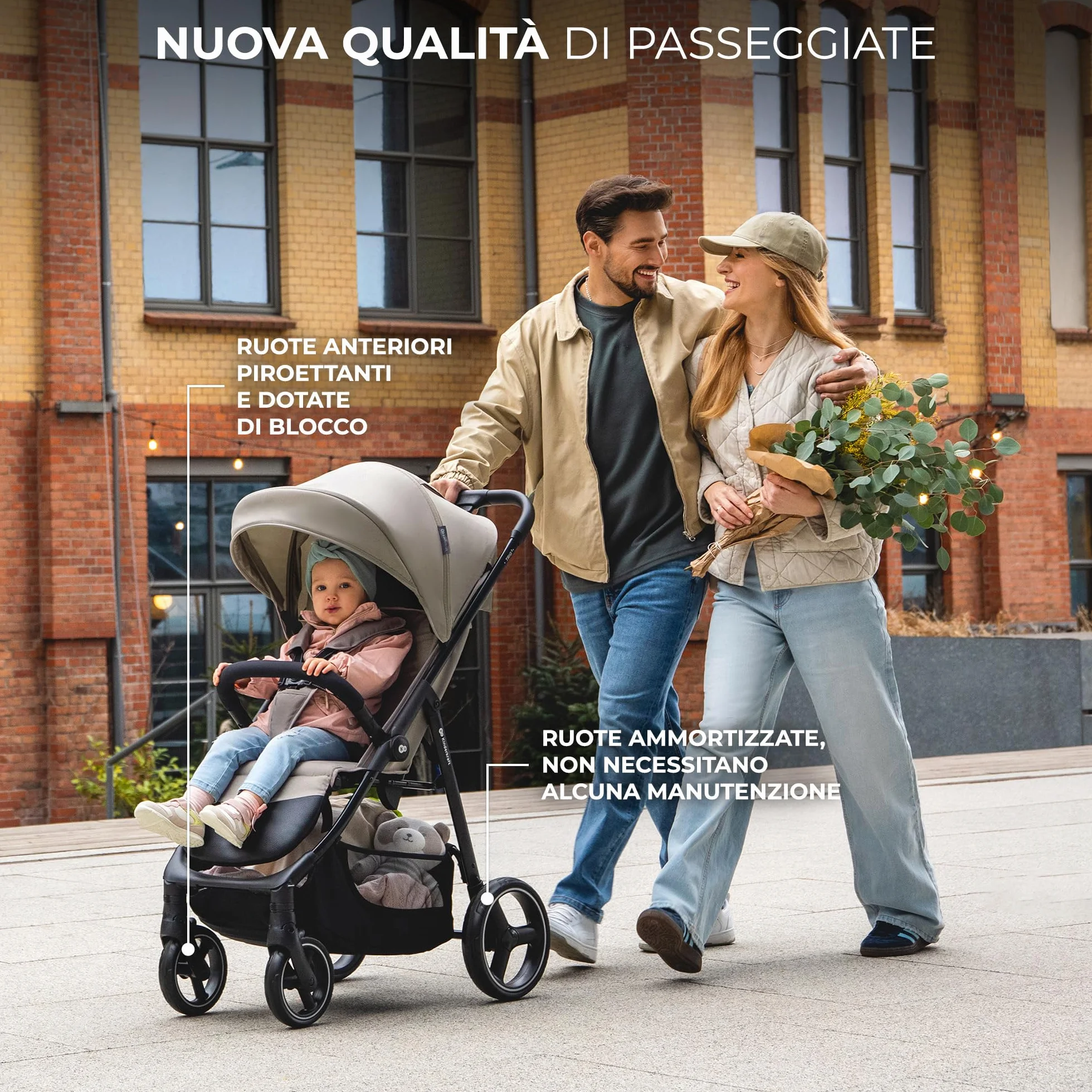 Kinderkraft TRIG 3 Passeggino Leggero Pieghevole Fino a 22 kg Beige