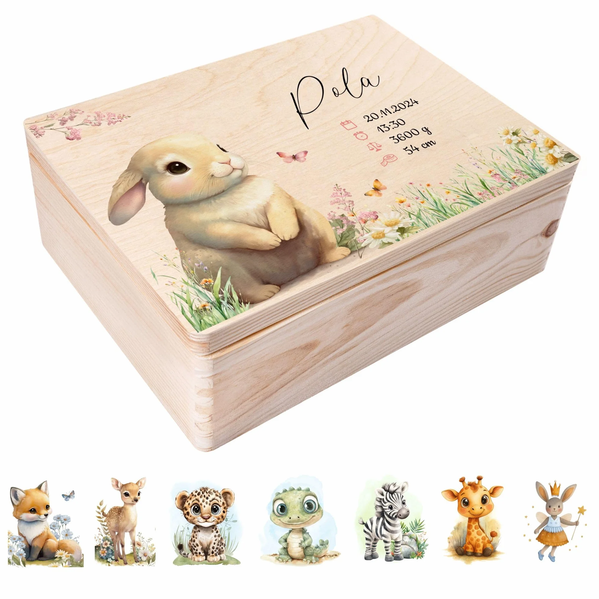 Creative Deco Scatola dei Ricordi Neonato/Nascita Personalizzata Regalo - Animali della Foresta | Personalizzato Scatole Legno per Bambini | Incisione Cassetta Portaoggetti, Portagiochi | Ragazzi