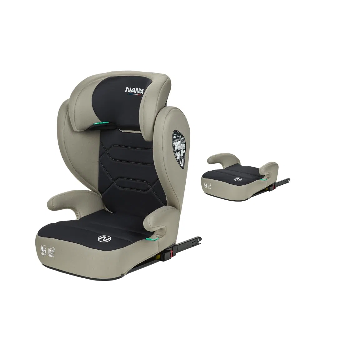 NANIA Bogota, Seggiolino auto 2 in 1, isofix, i-Size, Gruppo 2/3, 100-150 cm, da 4 a 12 anni, protezione laterale, Poggiatesta a 9 Livelli, Fissaggio Isofix o cintura,non reclinabile