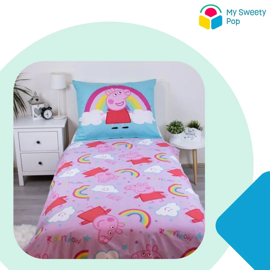 Set di biancheria da letto per bambini Peppa Pig - 2 pezzi - copripiumino - reversibile - 140 x 200 cm - federa - 70 x 90 cm - biancheria da letto - 100% cotone