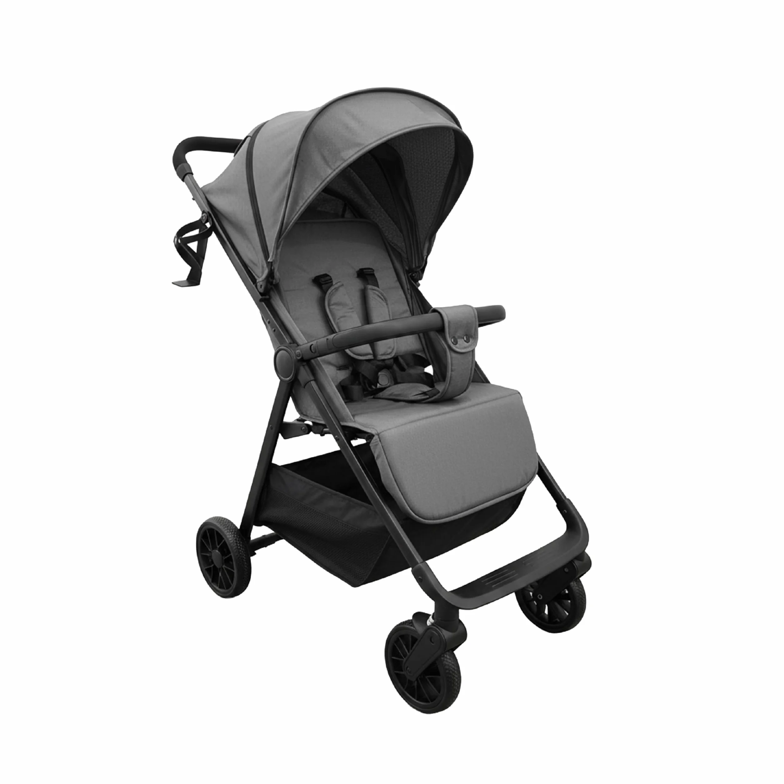 Passeggino Leggero Richiudibile 22 kg, Chiusura Salvaspazio, Schienale Reclinabile, Cappotte Estensibile, Cintura 5 Punti, Cesto Tasca Portaoggetti Grigio