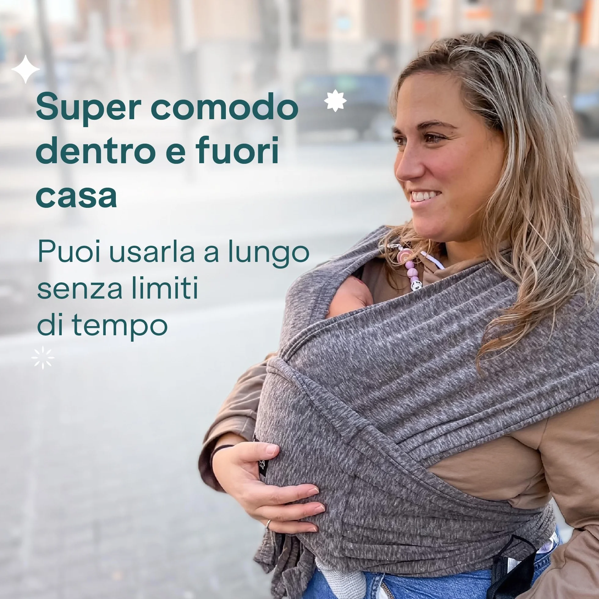 Koala Babycare Fascia Porta Bebe Neonato Regolabile Unisex Marsupio Neonati Multiuso Fino a 9kg Antracite
