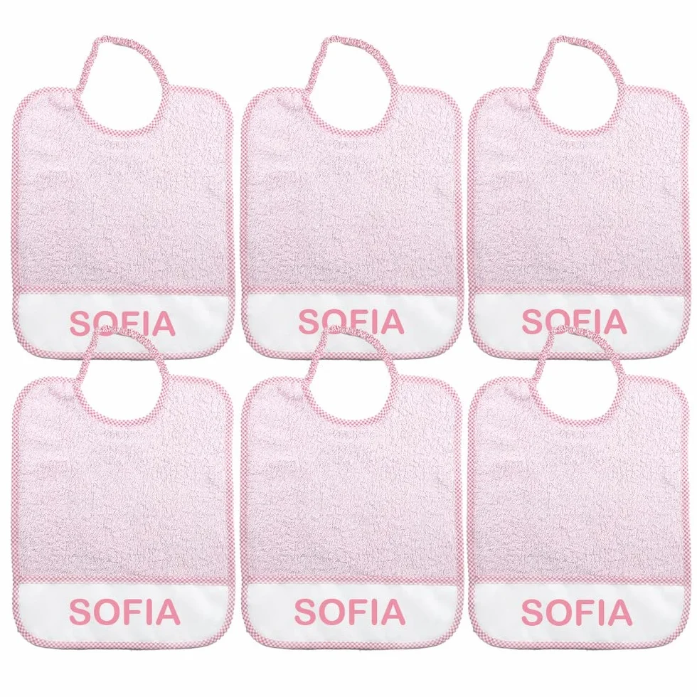 Bavaglini personalizzati con nome misura maxi 29x36 cm spugna 100% cotone made in Italy