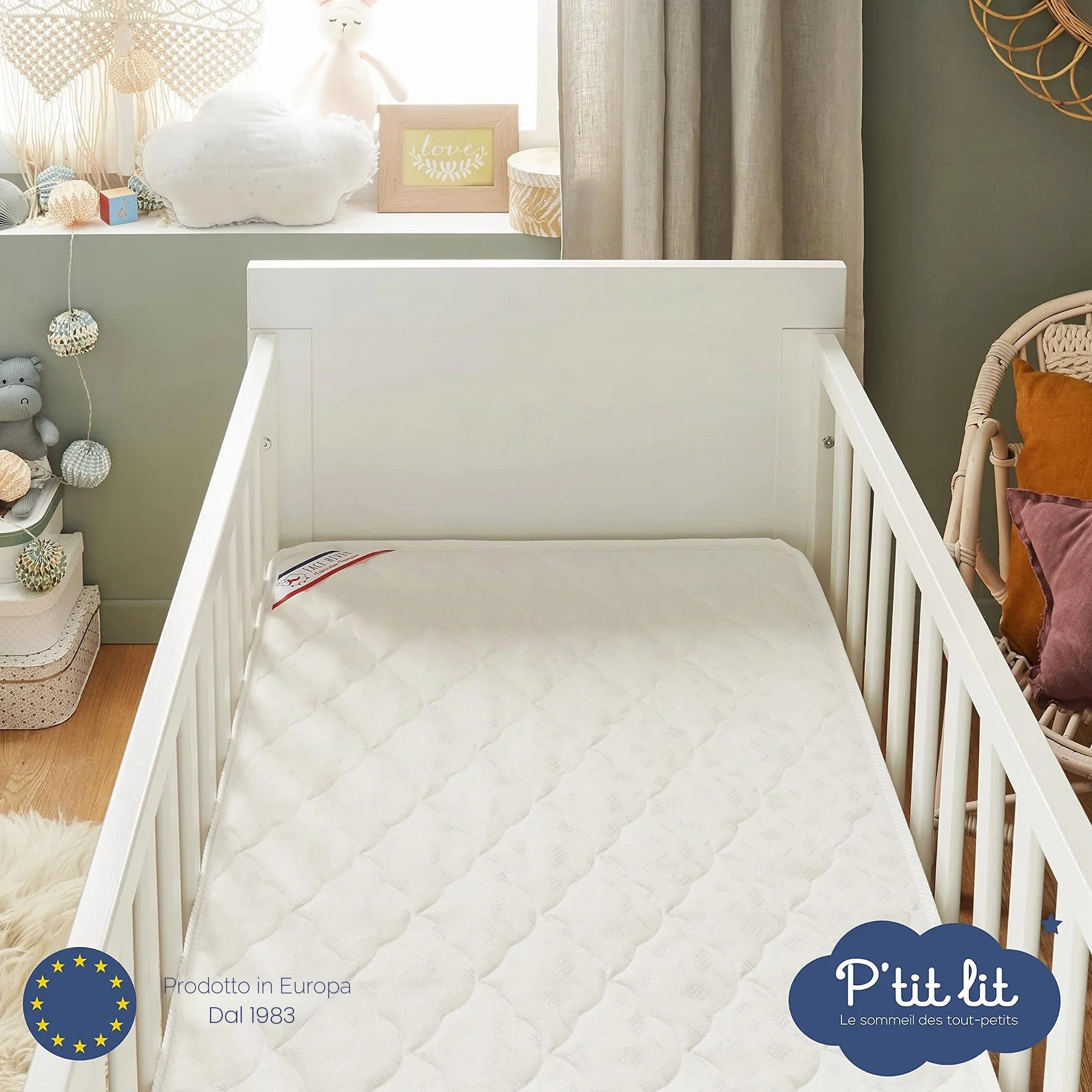 P'tit Lit - Materasso bambino Indispensabile - 60x120 cm - Climatizzato: 1 lato estivo/ 1 lato invernale - Oeko Tex® - Fabbricazione europea