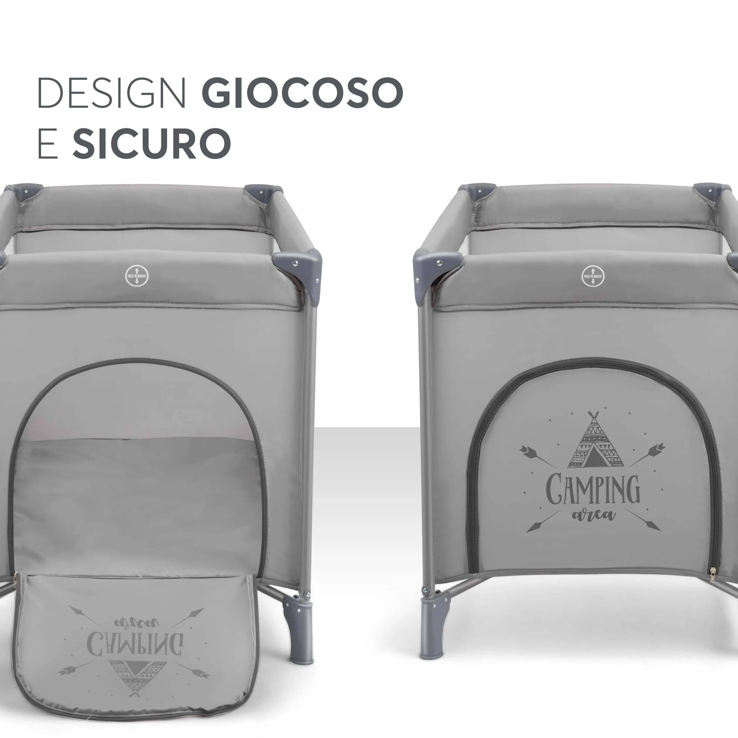 Kikka Boo Lettino da Campeggio SO GIFTED, Culla Neonato da Viaggio 120x60 cm, Fino a 15 kg, Pieghevole, Grigio