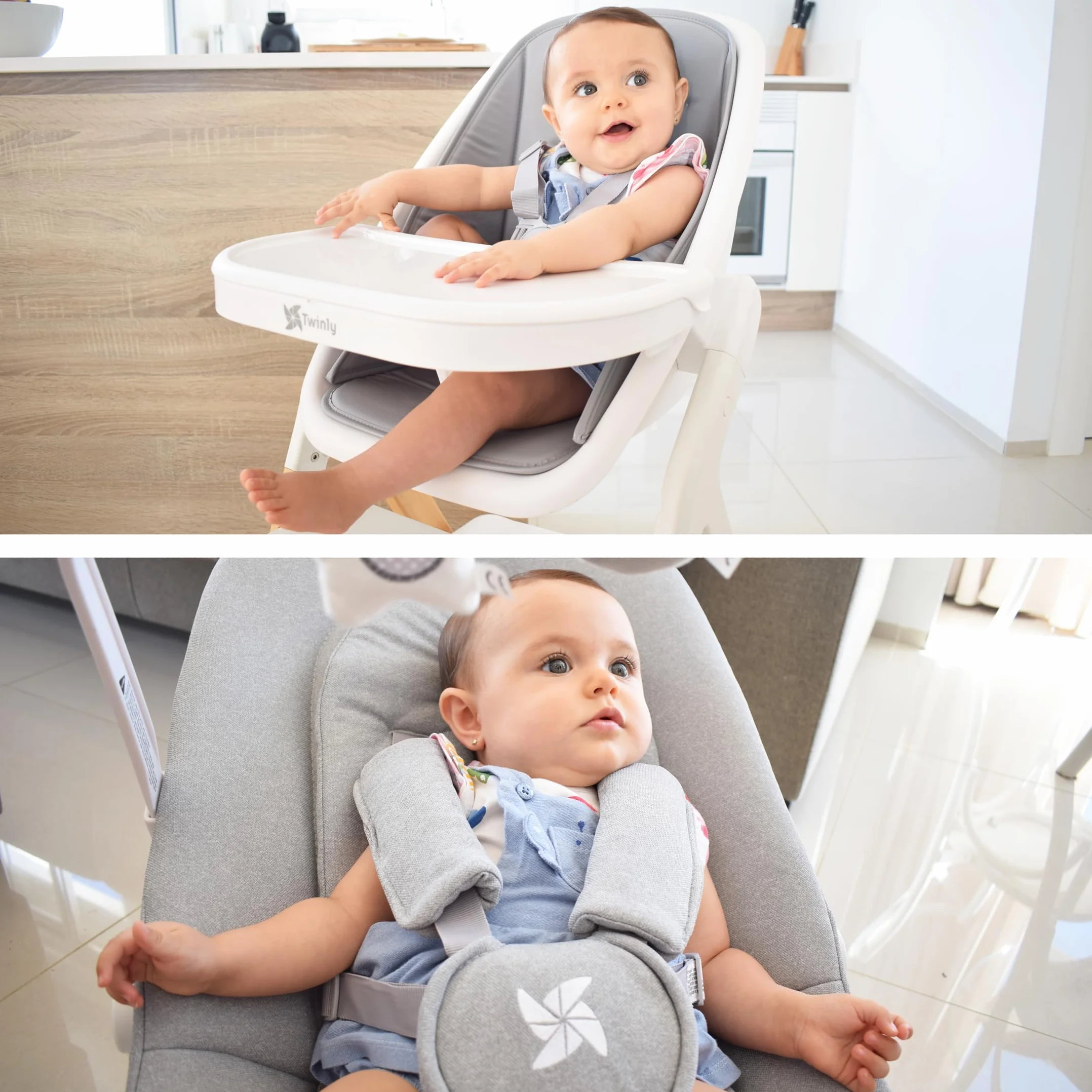 Seggiolone Pappa Evolutivo 5 in 1 Multifunzione Dondolo Torre di Apprendimento Sedia Pieghevole Ergonomica Legno di Faggio Alaia