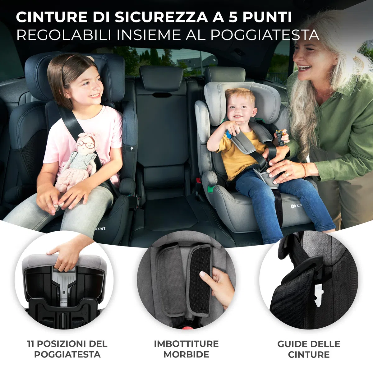 Kinderkraft COMFORT UP I-SIZE 76-150 cm Seggiolino auto 9-36 kg, Poggiatesta Regolabile di 11 livelli, Seduta spaziosa, Cinture di Sicurezza, Inserto modulare dotato, Gruppo 1/2/3, Nero