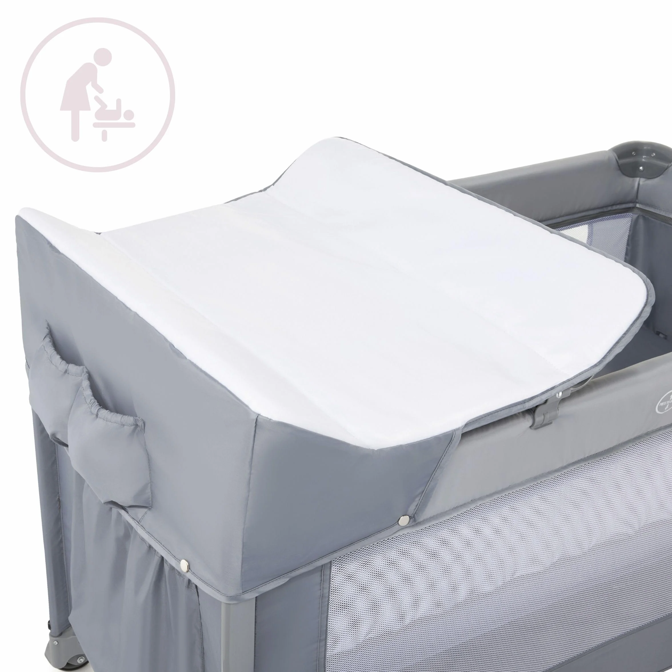 Moby-System Lettino da Viaggio 3 in 1 Box Bambini Recinto Neonati Fasciatoio Materasso Ruote Letto Pieghevole Regolabile 126x66cm Borsa Trasporto