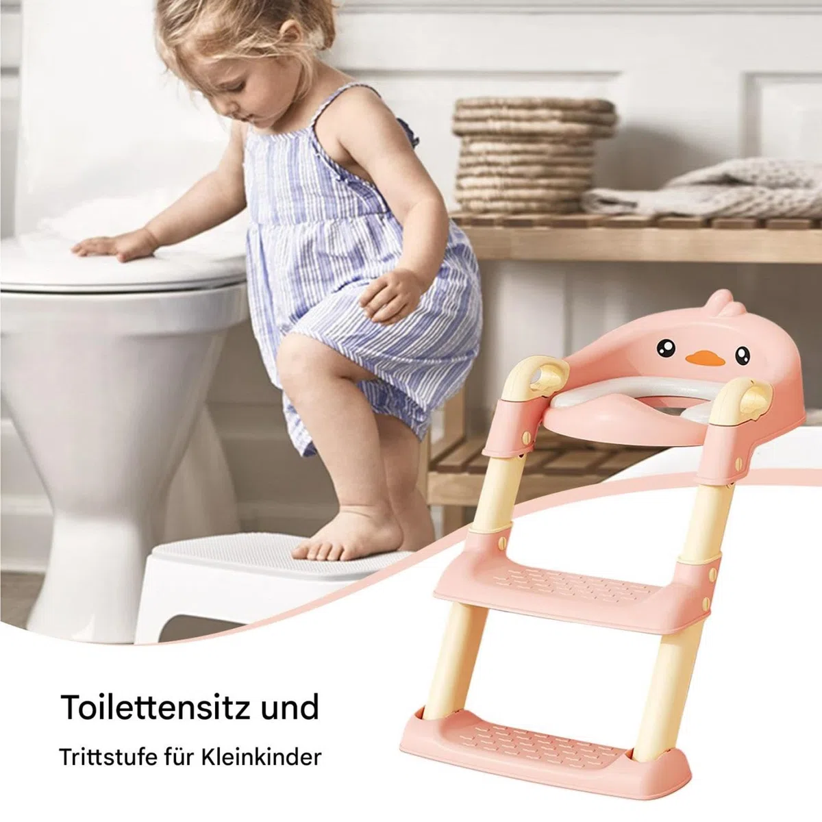Scaletta per WC, sedile per vasino, sedile pieghevole antiscivolo – scala per WC con sgabello per bambini, comoda consegna per bambini per ragazze