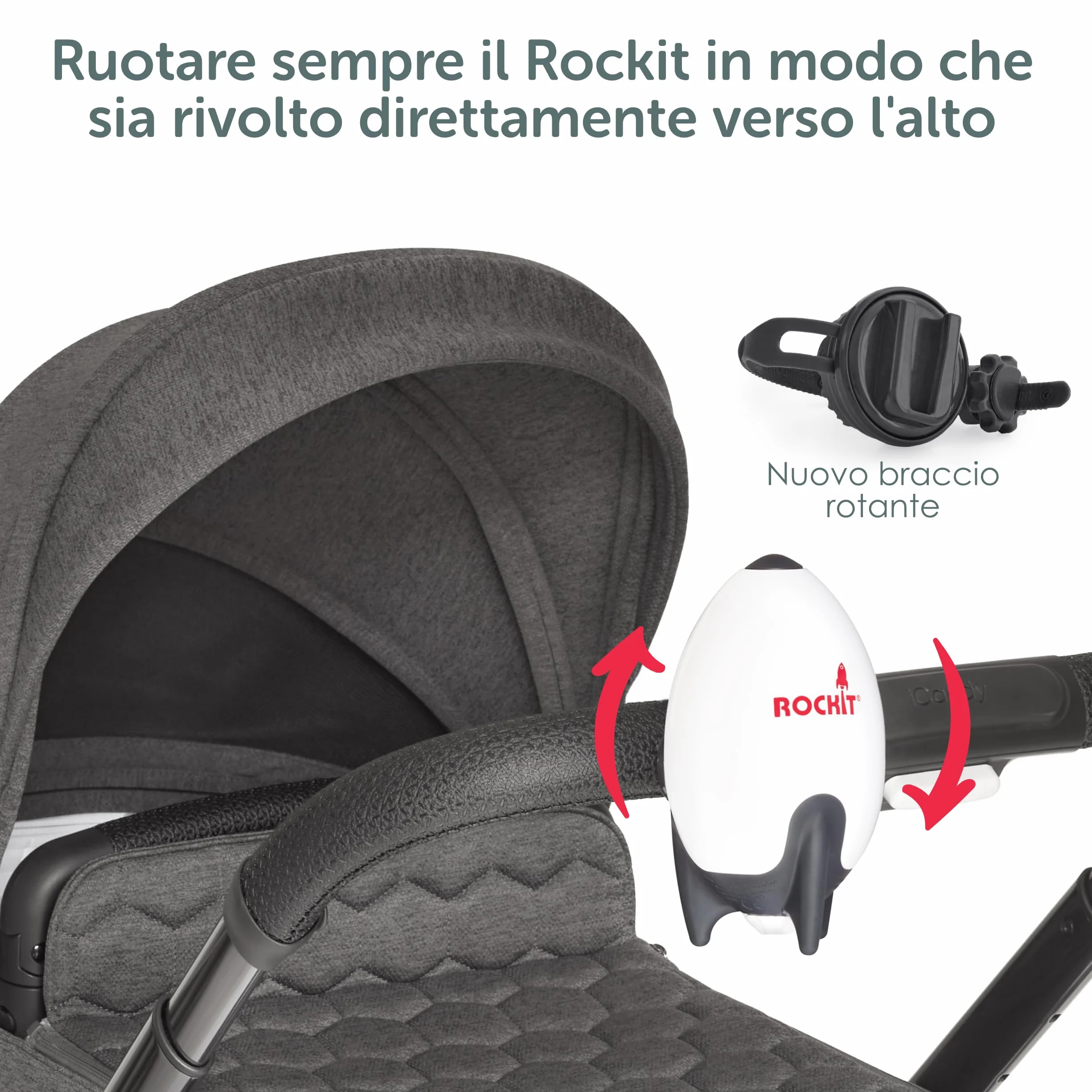 Rockit Rocker ricaricabile – Baby Sleep Aid per passeggino, velocità regolabile, timer 60 minuti