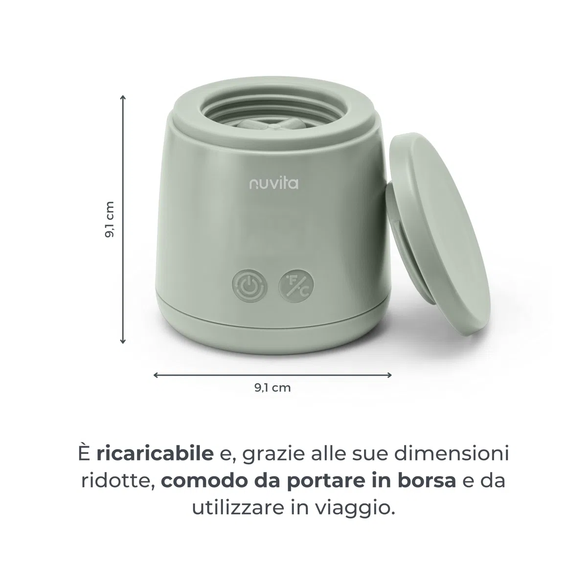 Nuvita 1163 Warm’n’Mix Scaldabiberon Portatile a batteria con Funzione di Riscaldamento e Mescolamento – Riscaldamento Rapido in 3 Minuti, 4 Impostazioni di Temperatura, Compatibilità Universale