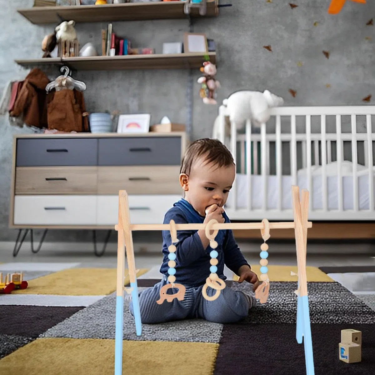 Gioca in palestra, Giocattolo da gioco pieghevole con struttura in legno per, Attrezzature fitness per bambini per sala giochi, stanza della scuola materna, centro educativo per la