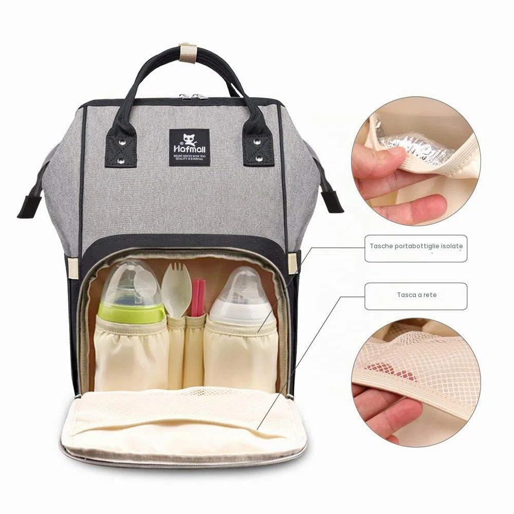Hafmall Zaino Fasciatoio Impermeabile da Viaggio Zaino, Elegante Grande Capacità Borsa Fasciatoio con Pannolino Tappetino e Ganci per Passeggino