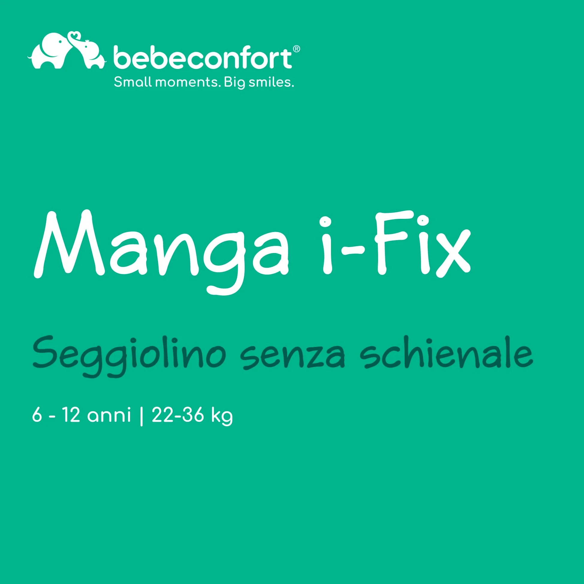 Bebeconfort Manga i-Fix Rialzo Auto per bambini, Seduta auto bambini, seggiolino auto isofix gruppo 3 per Bambini 128-150 cm, dai 6 ai 12 Anni (22-36 kg), Tinted Black