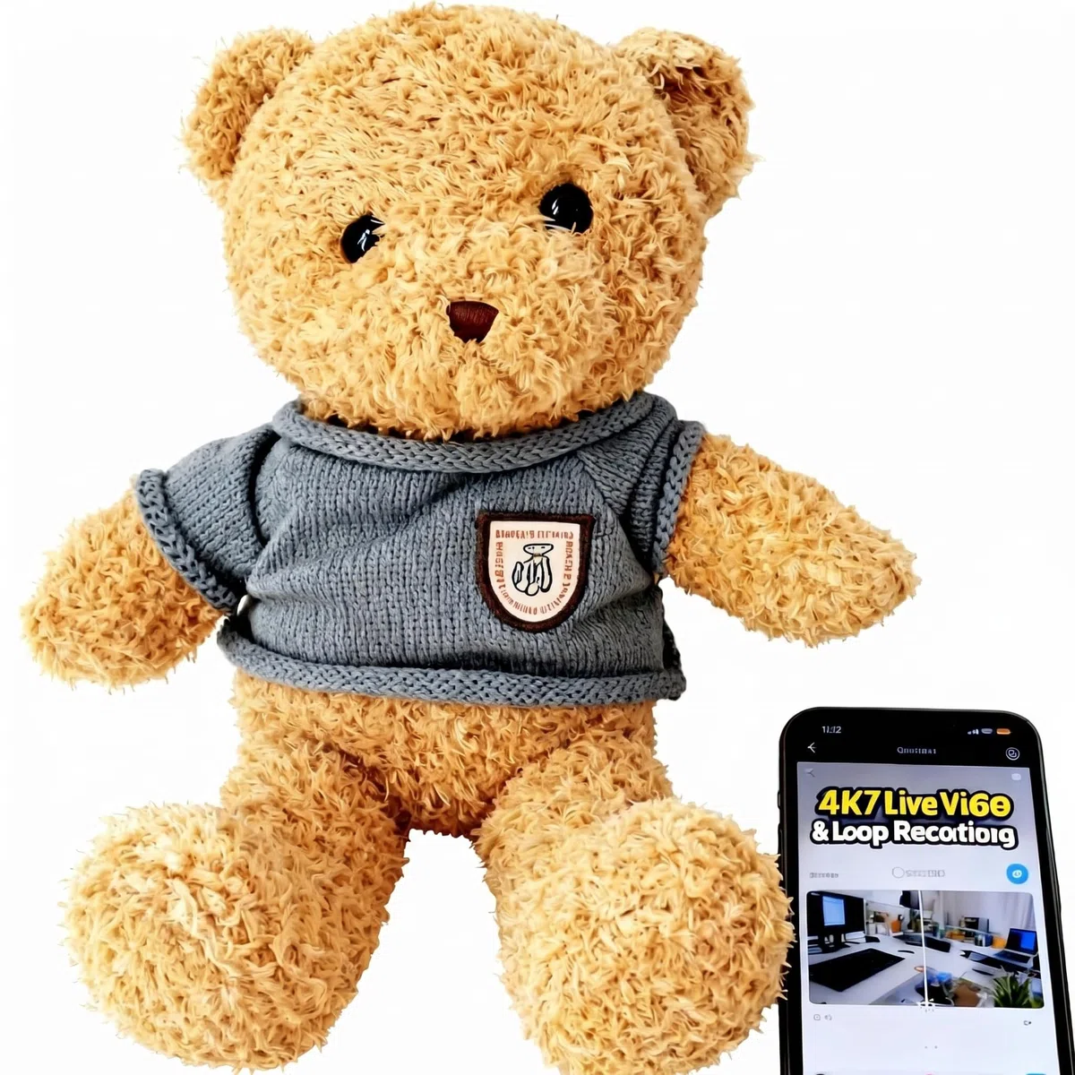 Orsacchiotto con Telecamera WiFi – Baby Monitor 4K e 1080P con Visione in Tempo Reale, Rilevamento Movimento con Notifiche, Supporto Micro SD 128GB, App Allcam365