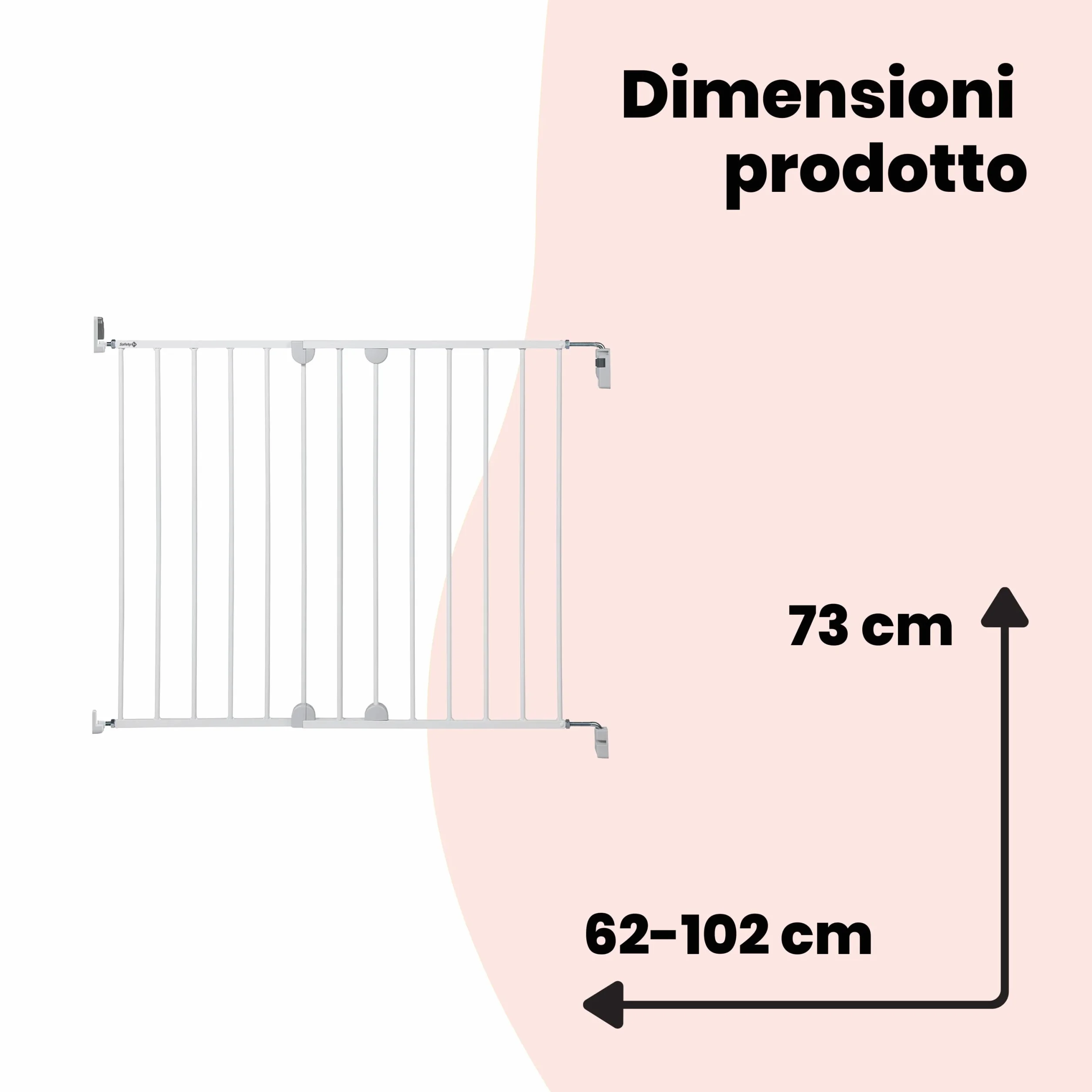Safety 1st Cancelletto di Sicurezza Estensibile per scale e porte 62-102 cm Bianco