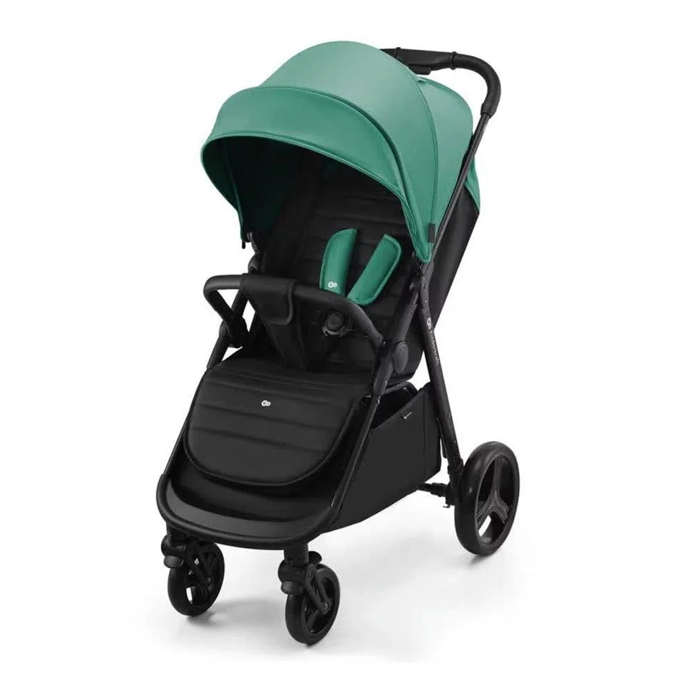 Kinderkraft RINE Passeggino leggero fino 22 kg, Chiusura con una mano, Capotta impermeabile con filtro UPF50+, Barra di sicurezza girevole, Portabicchiere, Verde