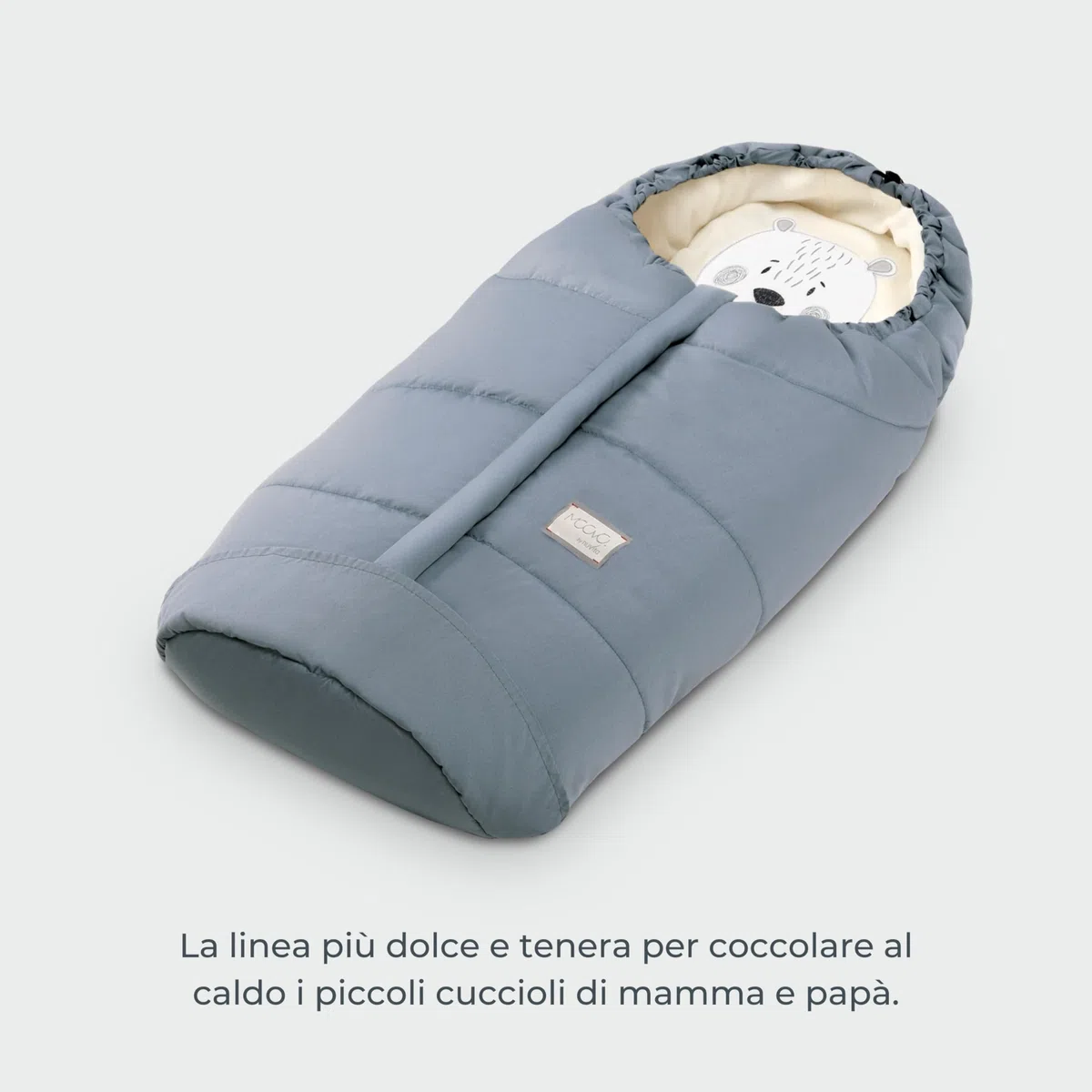 Nuvita 9205 Ovetto Cuccioli | Sacco Universale per Seggiolini Auto con Animaletti | Perfetto per Bambini da 0 a 6 Mesi (80 cm) | Resistente al Freddo fino a -10°C | Blu Notte