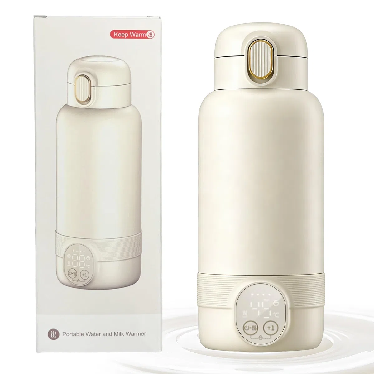 Scaldabiberon Portatile,14000 mAh,Riscaldamento rapido in 2 minuti,Controllo Preciso della Temperatura,Scalda Biberon Neonato,Capacità di 500ml per Tutto il Giorno,per Latte Materno e Acqua