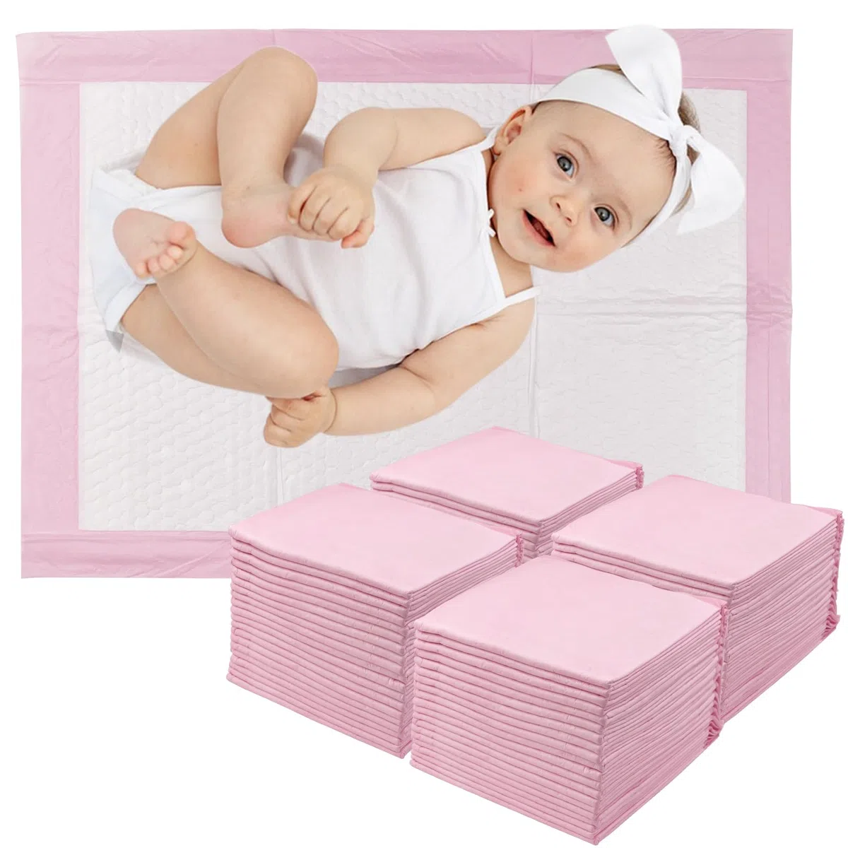 100 Pezzi 33 × 45 cm Traverse per Fasciatoi Monouso, Super Assorbente Traversine Neonato Fasciatoio, Getta e Getta Multiuso, Uscinetti per Cambio Incontinenza, Ultra Morbido, Impermeabile