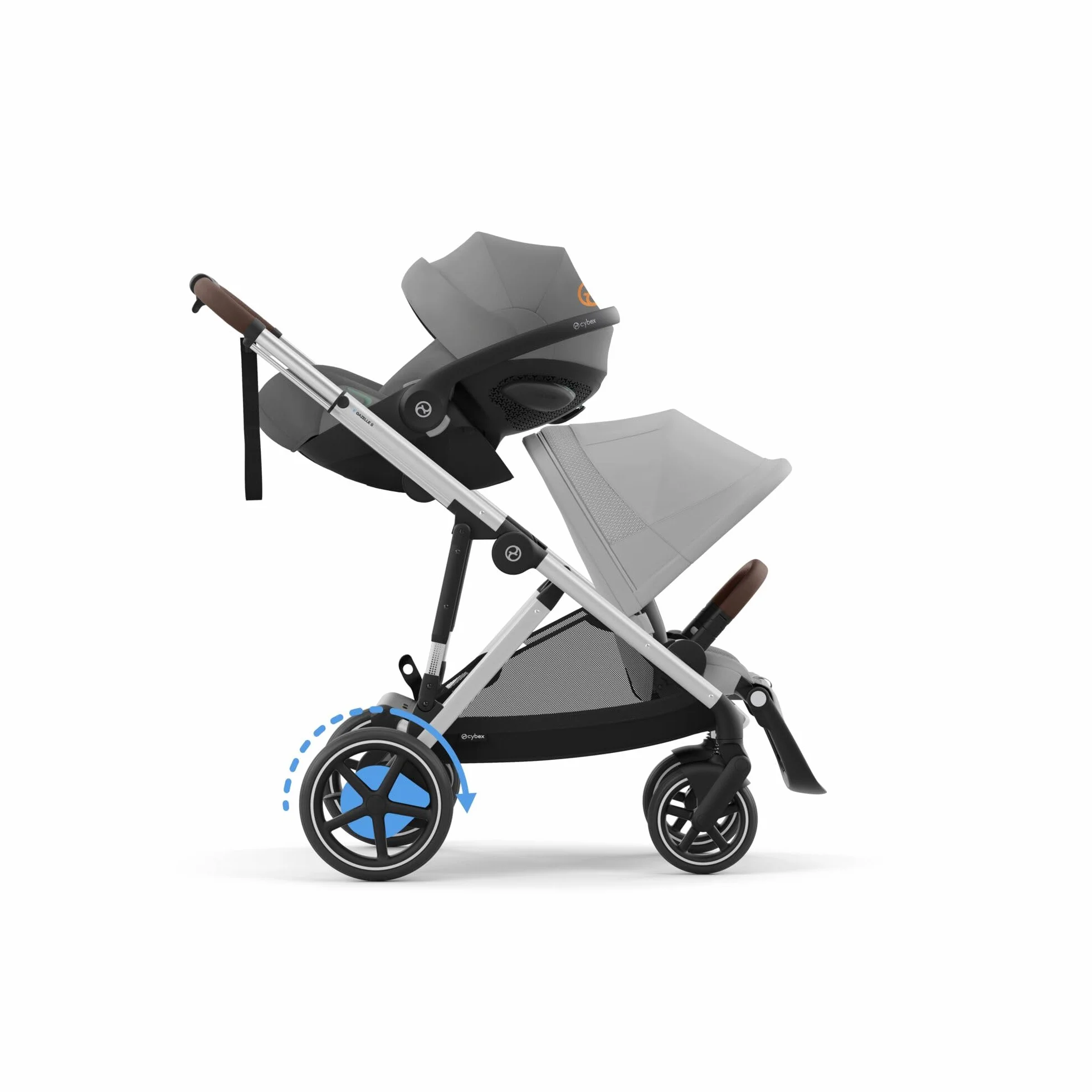 CYBEX Passeggino Gold e-GAZELLE S, dalla nascita a 4 anni, 22 kg, sistema all-in-1 con azionamento elettrico, grigio pietra