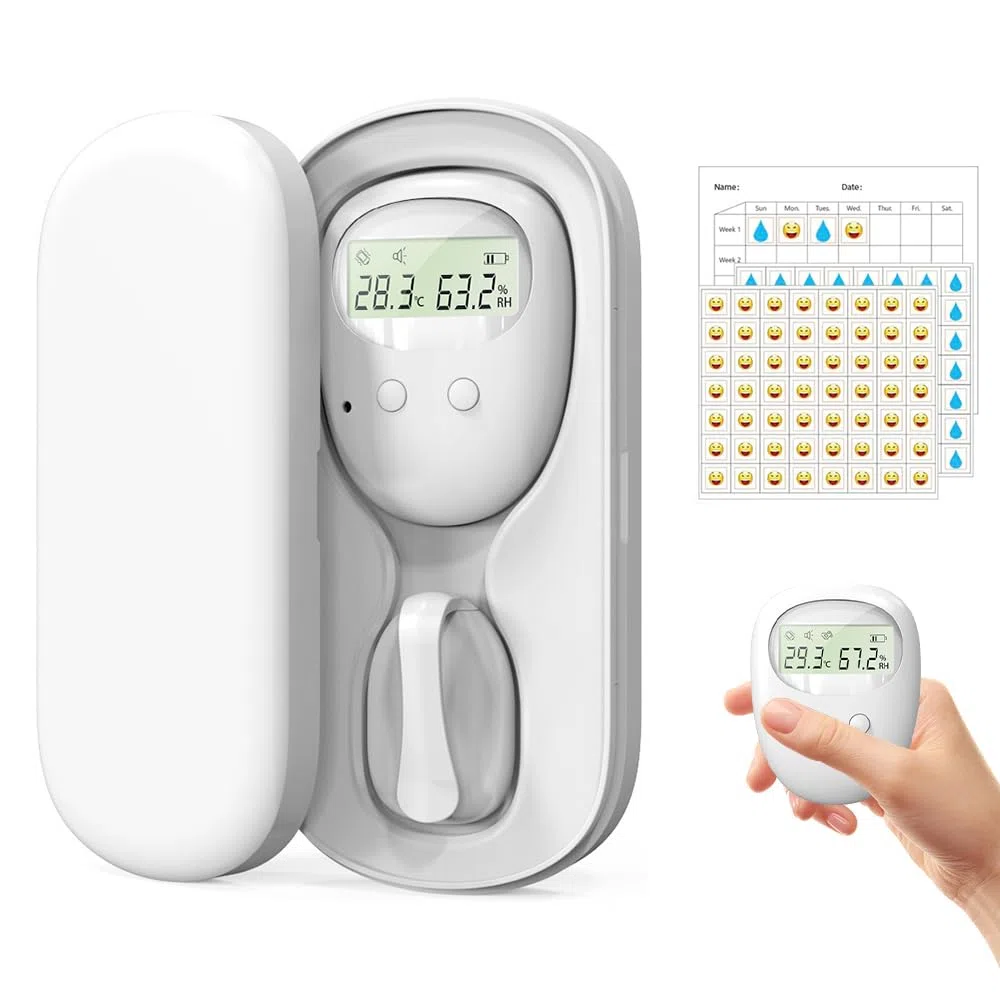 Allarme Enuresi Senza Fili, Allarme Wireless per Bambini con 3 Modalità di Lavoro, USB-C Ricaricabile, Allarme Senza Fili per Bagnare, Allarme per Enuresi Notturna per Vasino