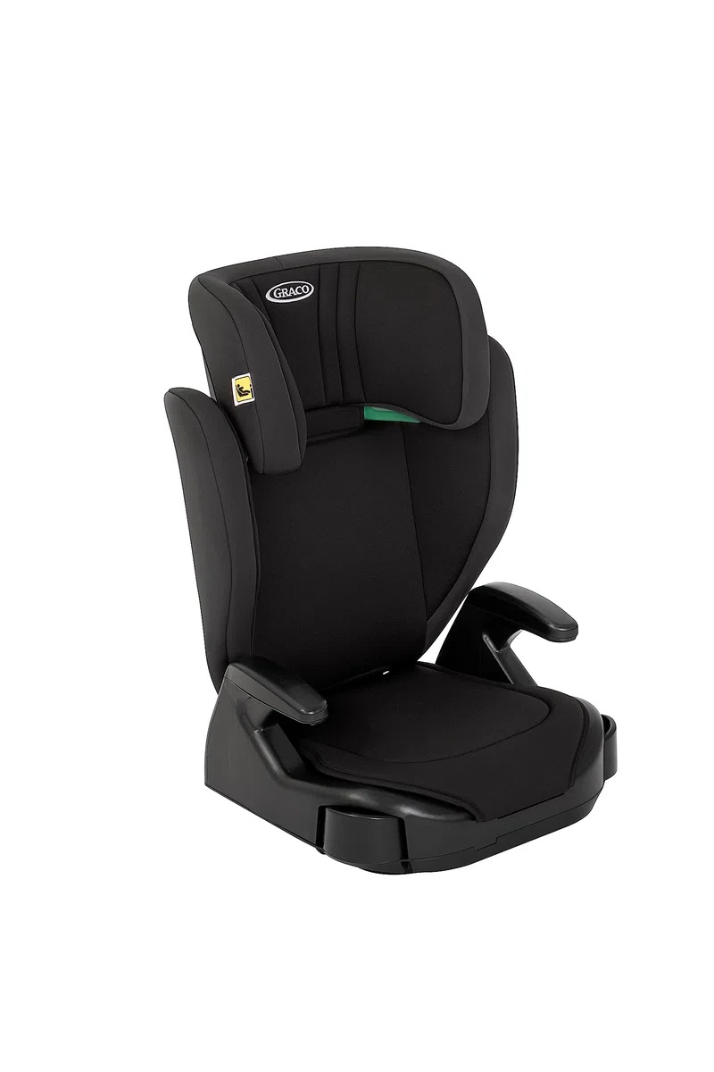 Graco Seggiolino Junior Maxi i-Size R129, Rialzo per Seggiolino, Braccioli e Poggiatesta Regolabili in Altezza, Leggero, con Portabicchieri, Nero, Junior Maxi i-Size
