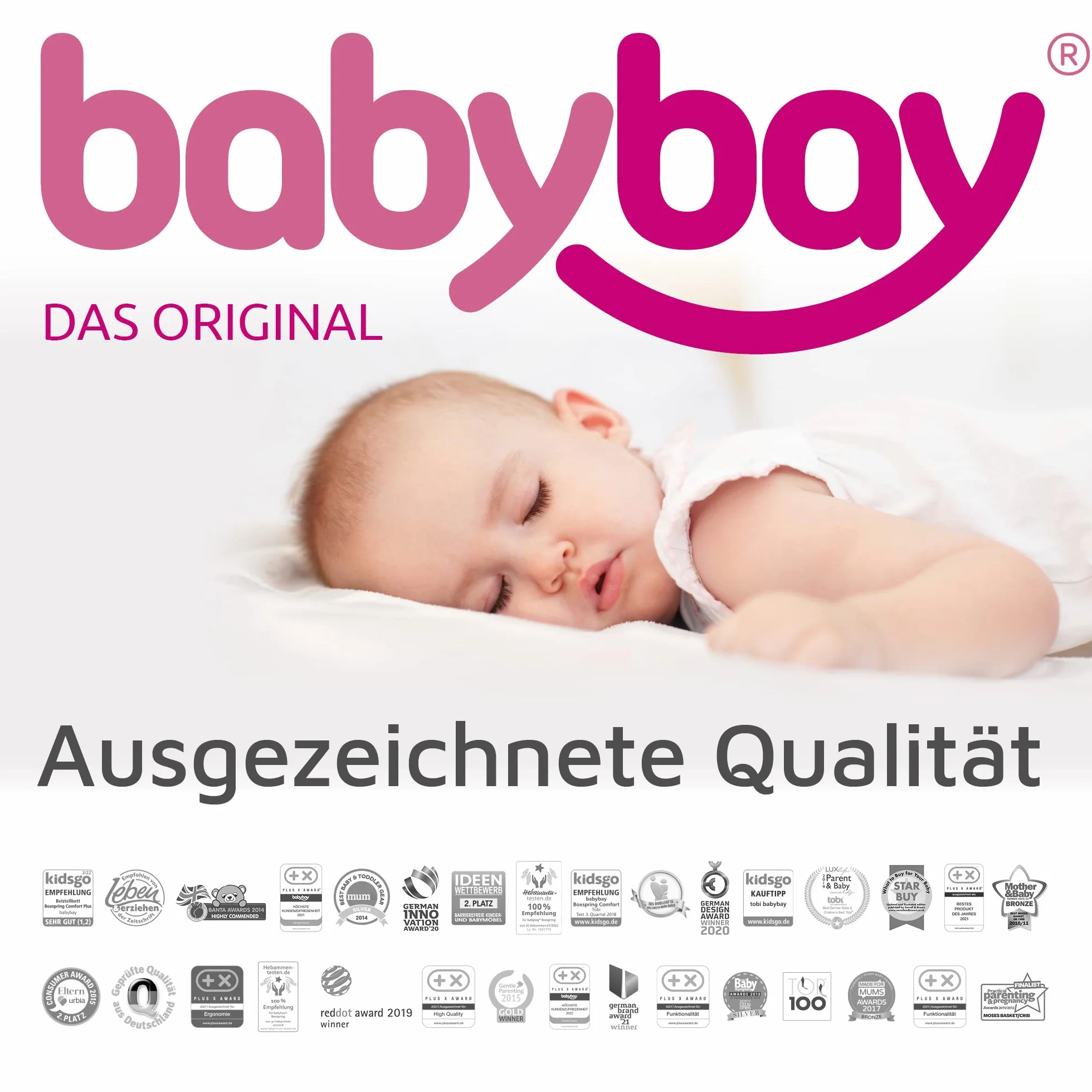 babybay Paracolpi a rete per modello Boxspring XXL, bianco a pois grigio perla