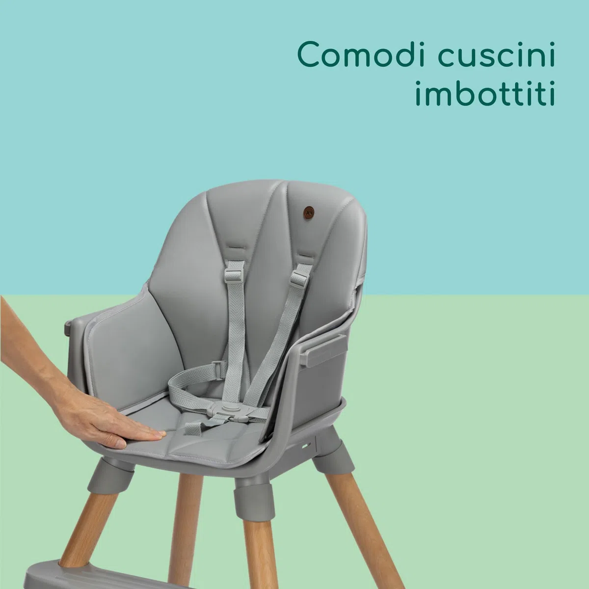 Bebeconfort Avista 2, Seggiolone Pappa 4 in 1, 6 mesi - 4 anni (60 kg), Seggiolone Evolutivo, Rialzo Sedia Bambini, Sedia e Sgabello, Seduta Imbottita, Vassoio Regolabile 3 posizioni, Tinted Grey