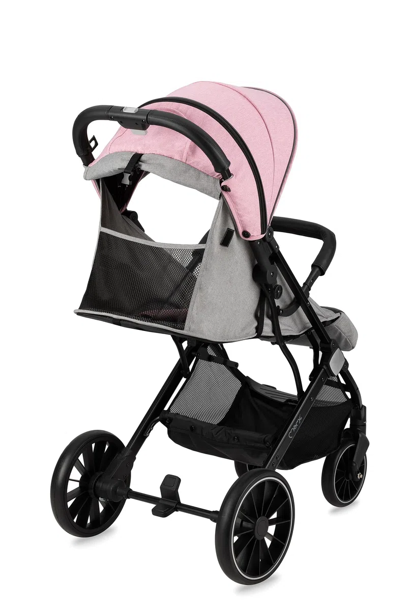 MoMi ESTELLE LIGHT PLUS Passeggino a partire da 6 mesi (fino a 22 kg), pieghevole con cintura di sicurezza a 5 punti, cestino porta spesa e funzione di apertura, manico telescopico per il traino