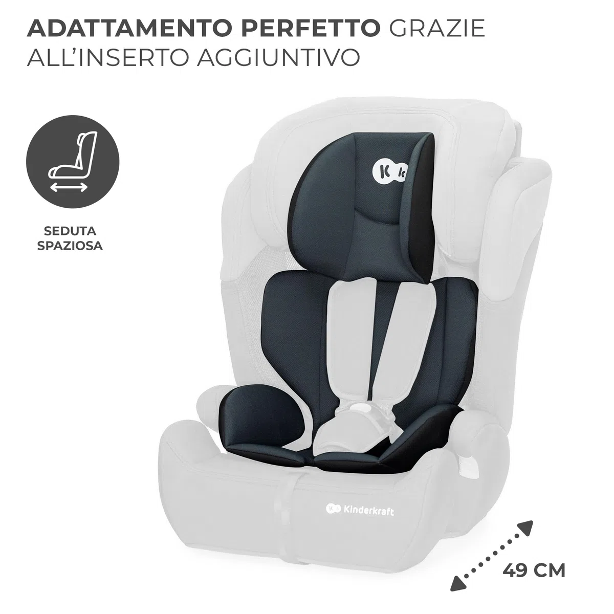 Kinderkraft COMFORT UP I-SIZE 76-150 cm Seggiolino auto 9-36 kg, Poggiatesta Regolabile di 11 livelli, Seduta spaziosa, Cinture di Sicurezza, Inserto modulare dotato, Gruppo 1/2/3, Nero