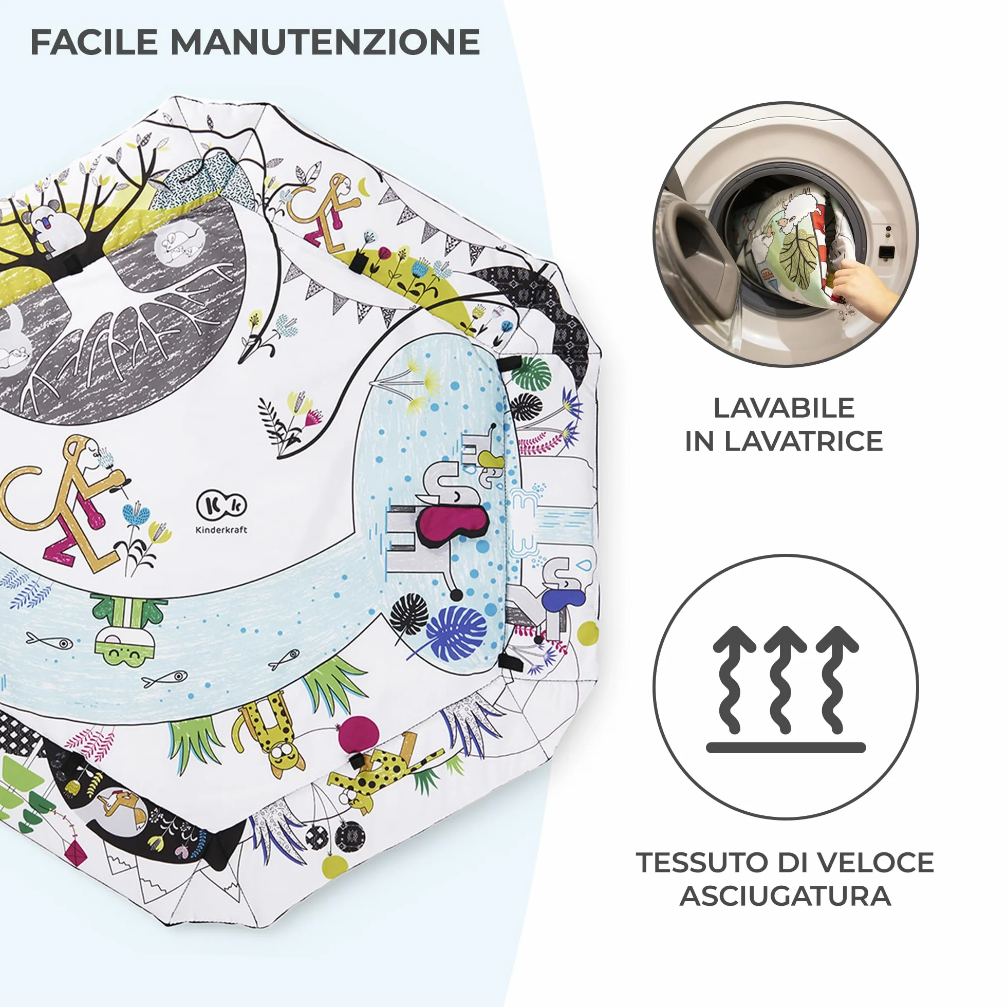 Kinderkraft Palestrina Interattiva SMARTPLAY, Morbido Tappetino Educativo con Archi Giocattoli per Bambini Neonati