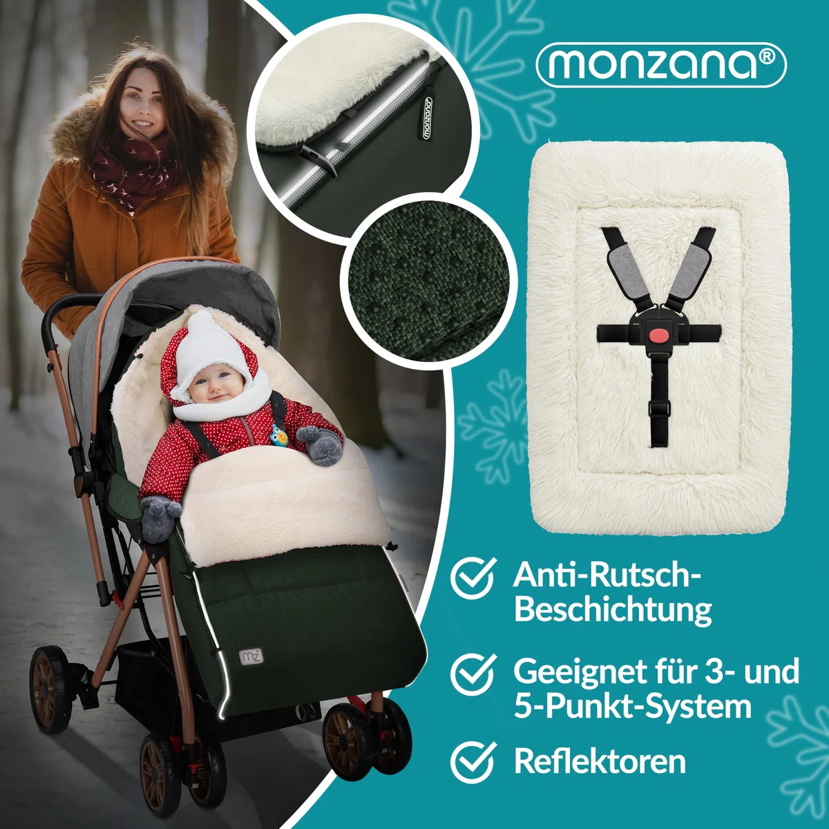 MONZANA® Sacco Nanna Passeggino Invernale Copertina Termica Neonato Accessori Coprigambe Termico Ovetto Bambini Coperta Calda Scaldamani Fasciatoio